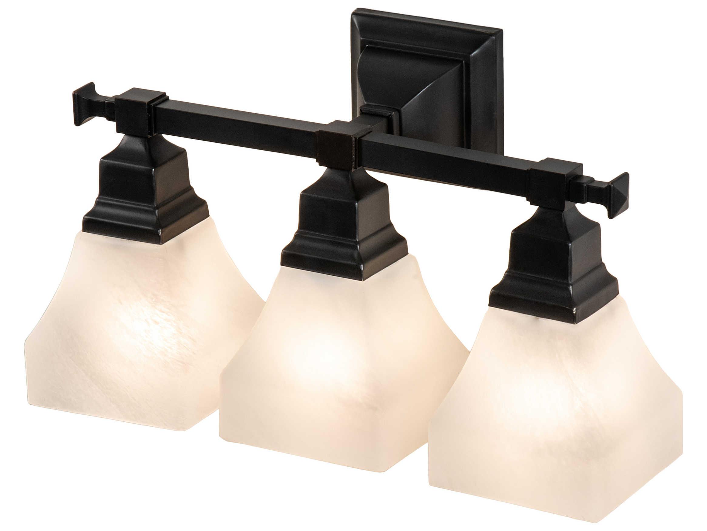 Meyda Bungalow 3-Light Craftsman Brown Glass Vanity Light