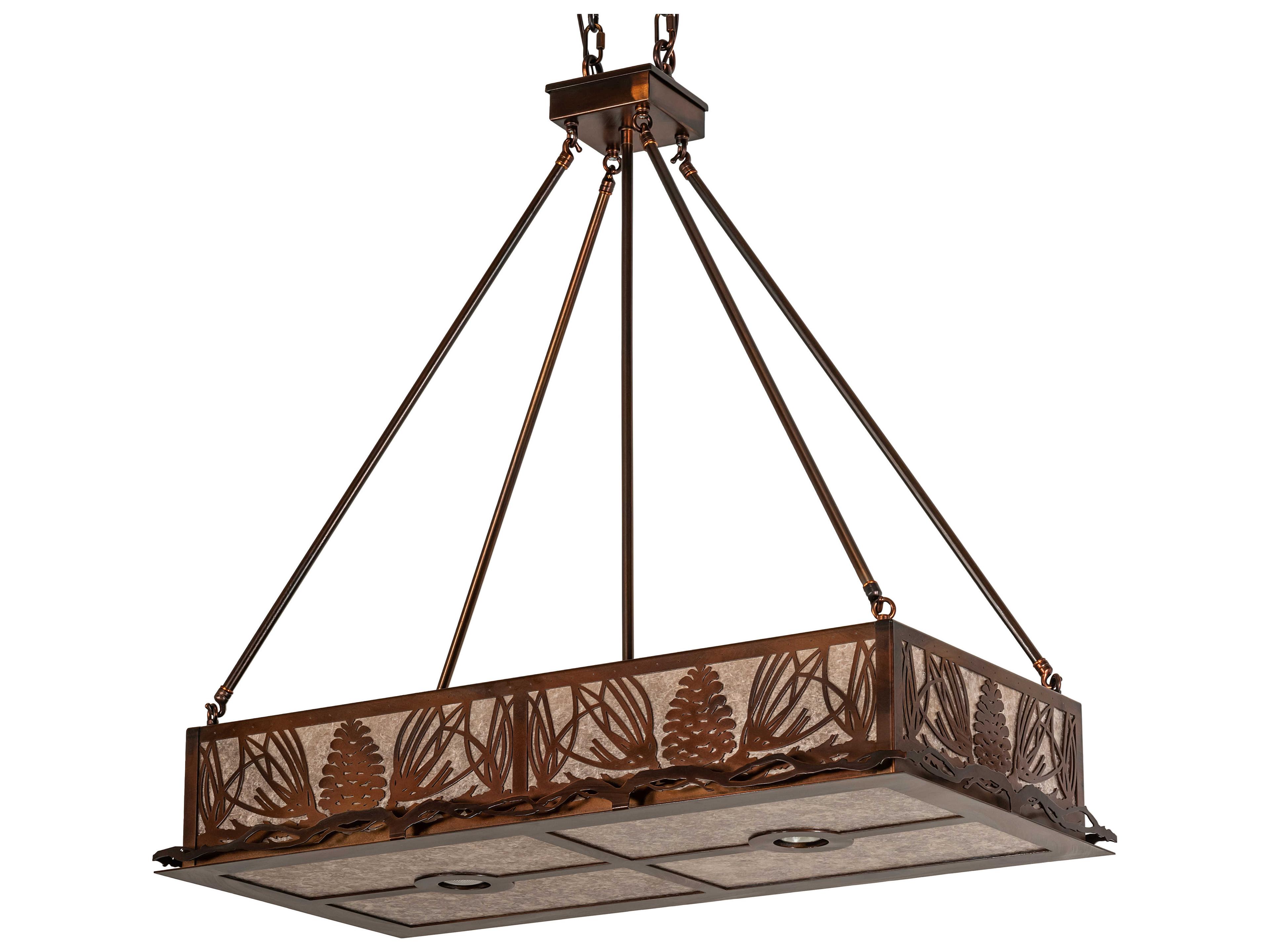 Meyda Mountain Pine 6 2 Light Vintage Copper Geometric Island Pendant