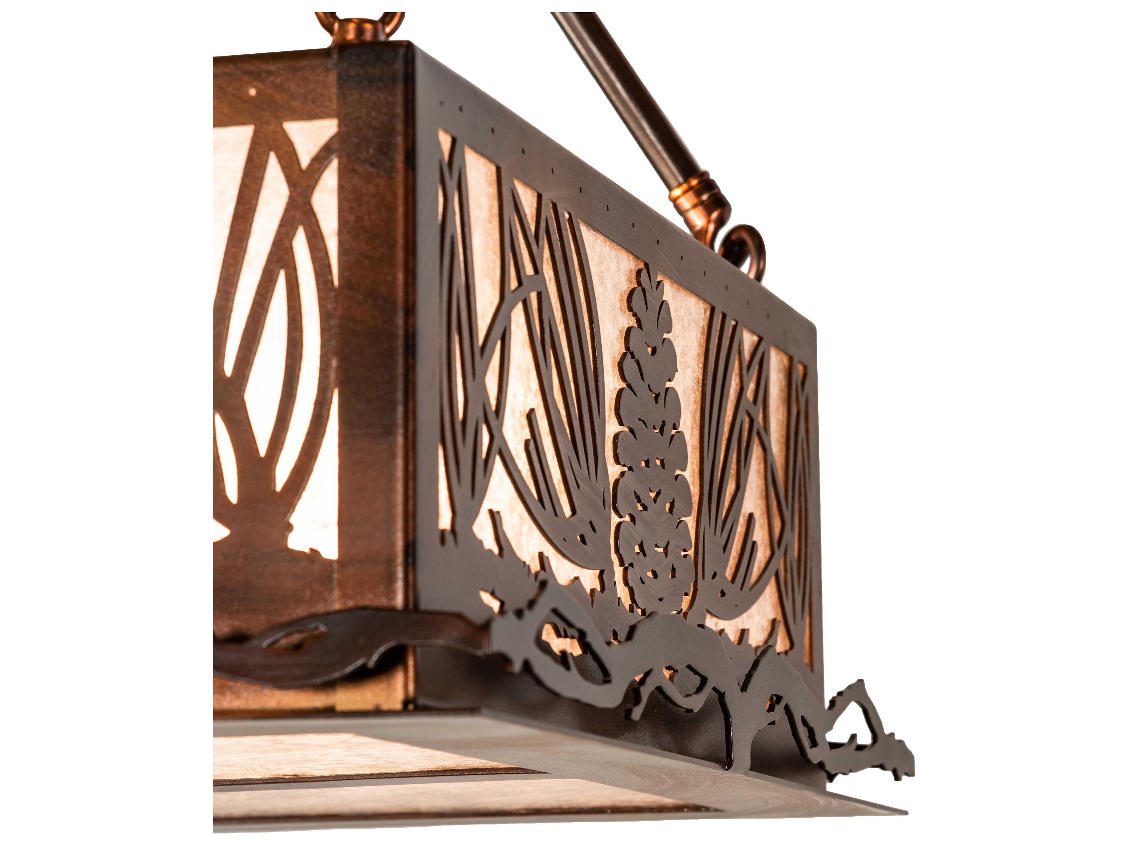 Meyda Mountain Pine 6 2 Light Vintage Copper Geometric Island Pendant