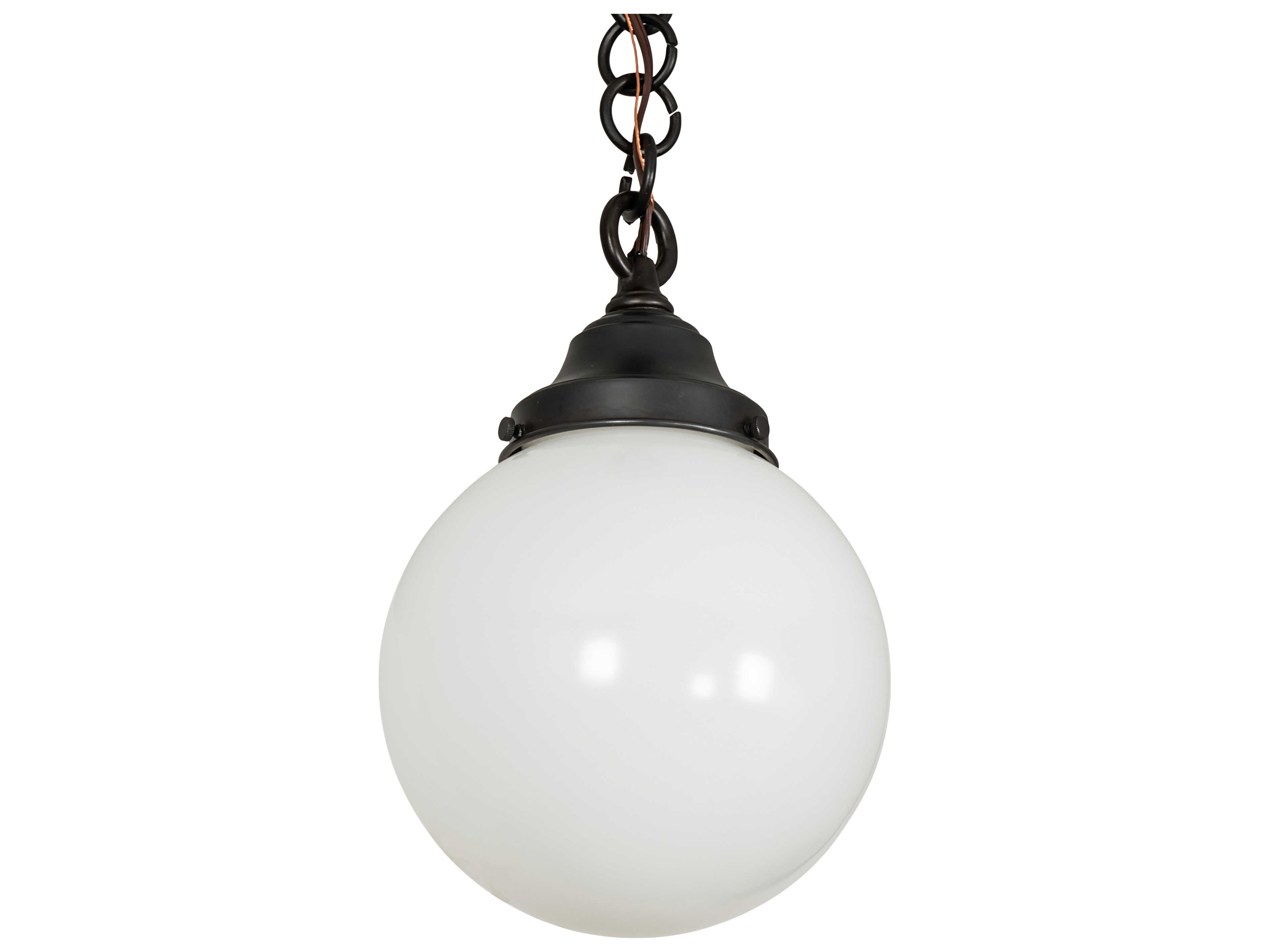 Meyda Revival Schoolhouse 1-Light Craftsman Brown Glass Globe Mini Pendant