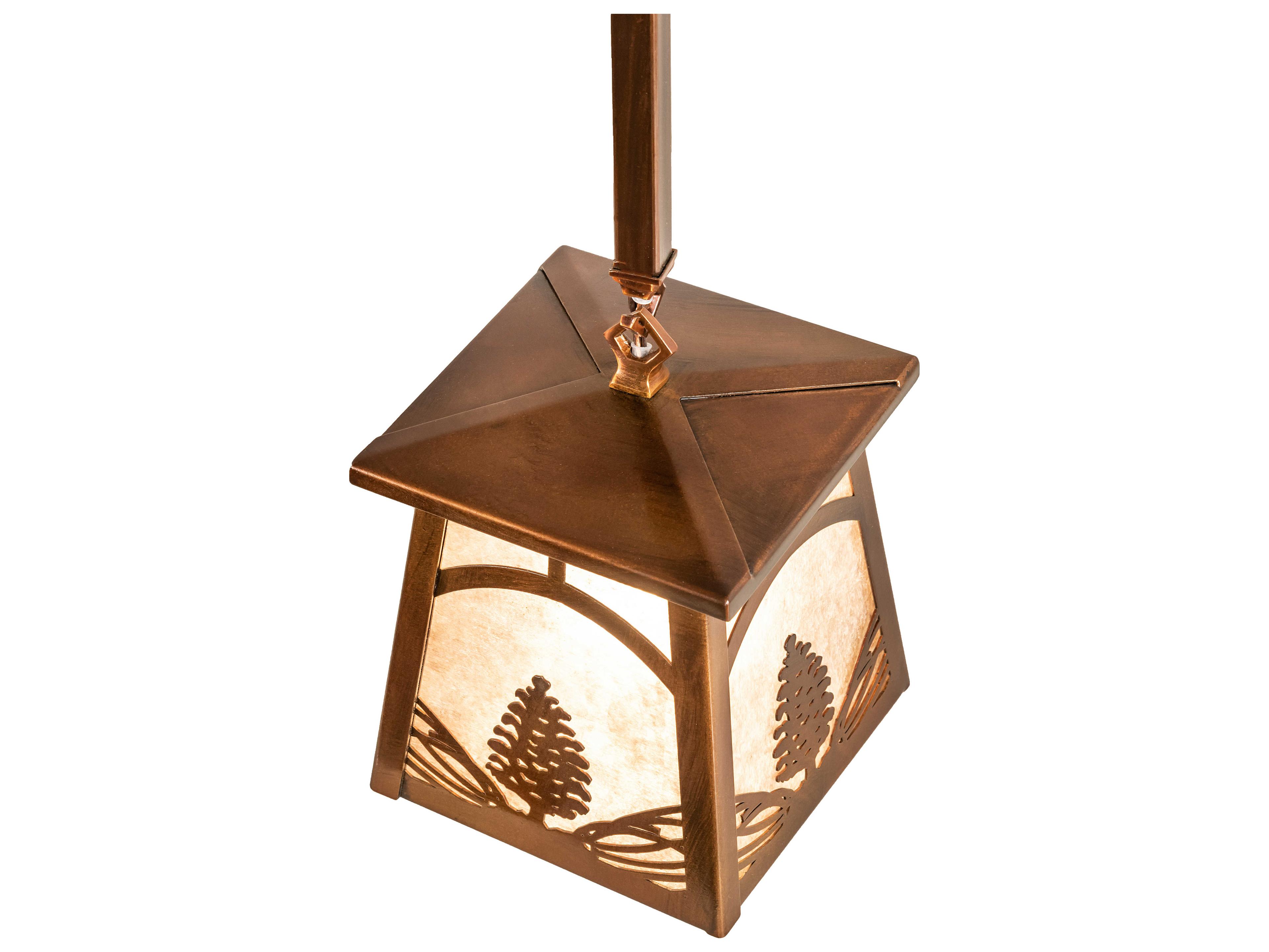 Meyda Mountain Pine 1-Light Vintage Copper Lantern Mini Pendant