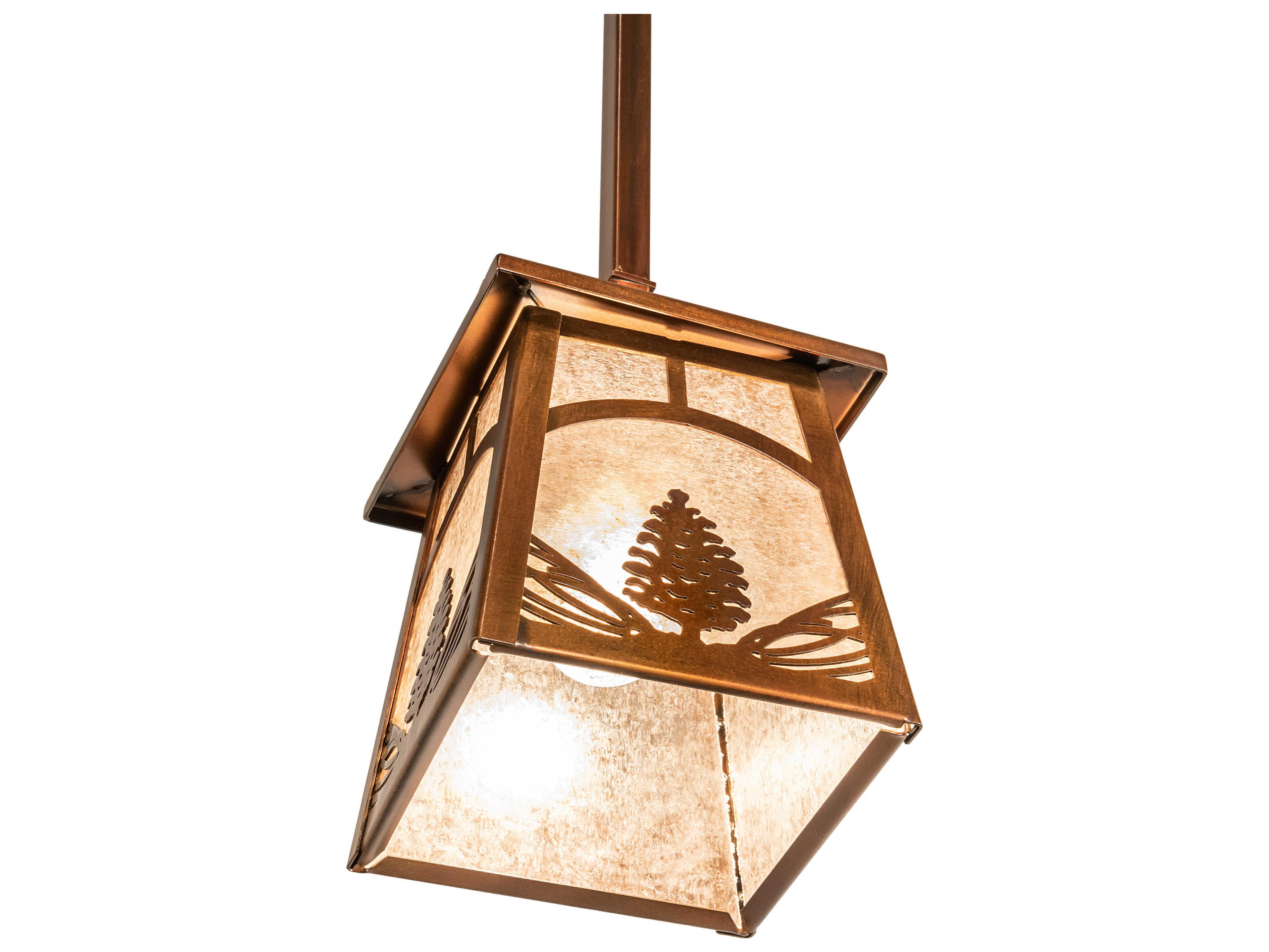Meyda Mountain Pine 1-Light Vintage Copper Lantern Mini Pendant