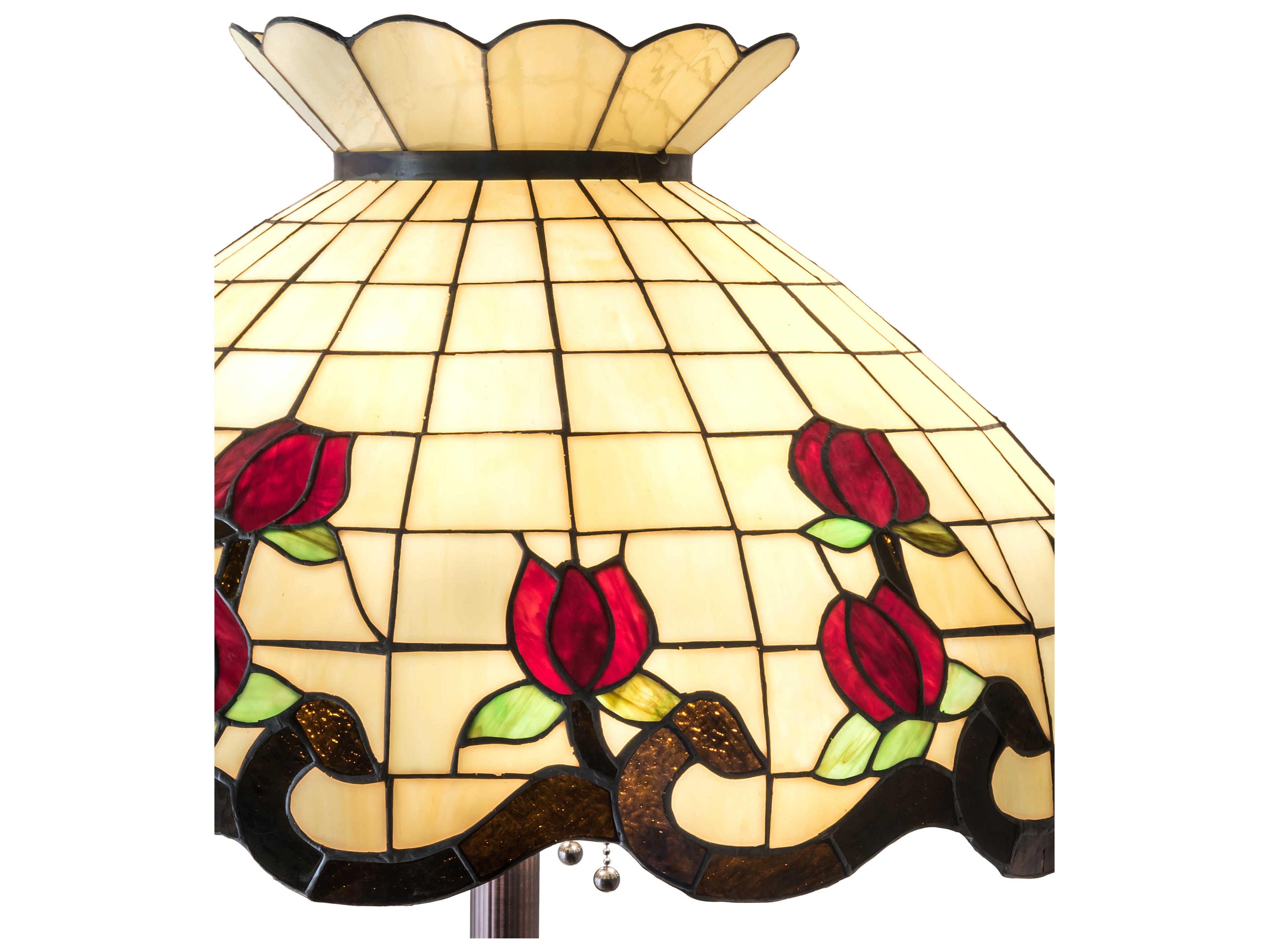 Meyda Roseborder Glass Tiffany Mahogany Bronze Floor Lamp