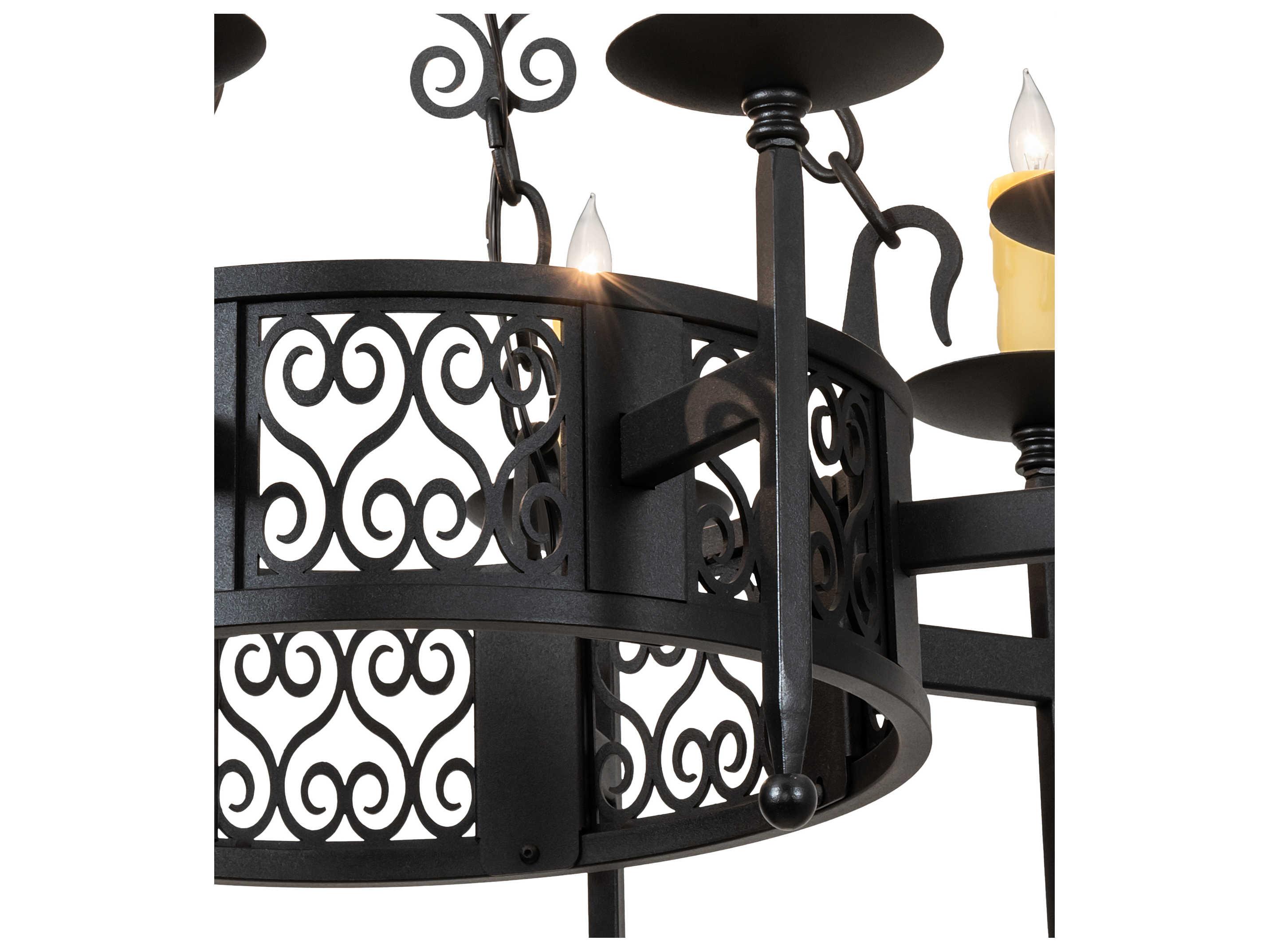 Meyda Toscano 8-Light Textured Black Candelabra Chandelier