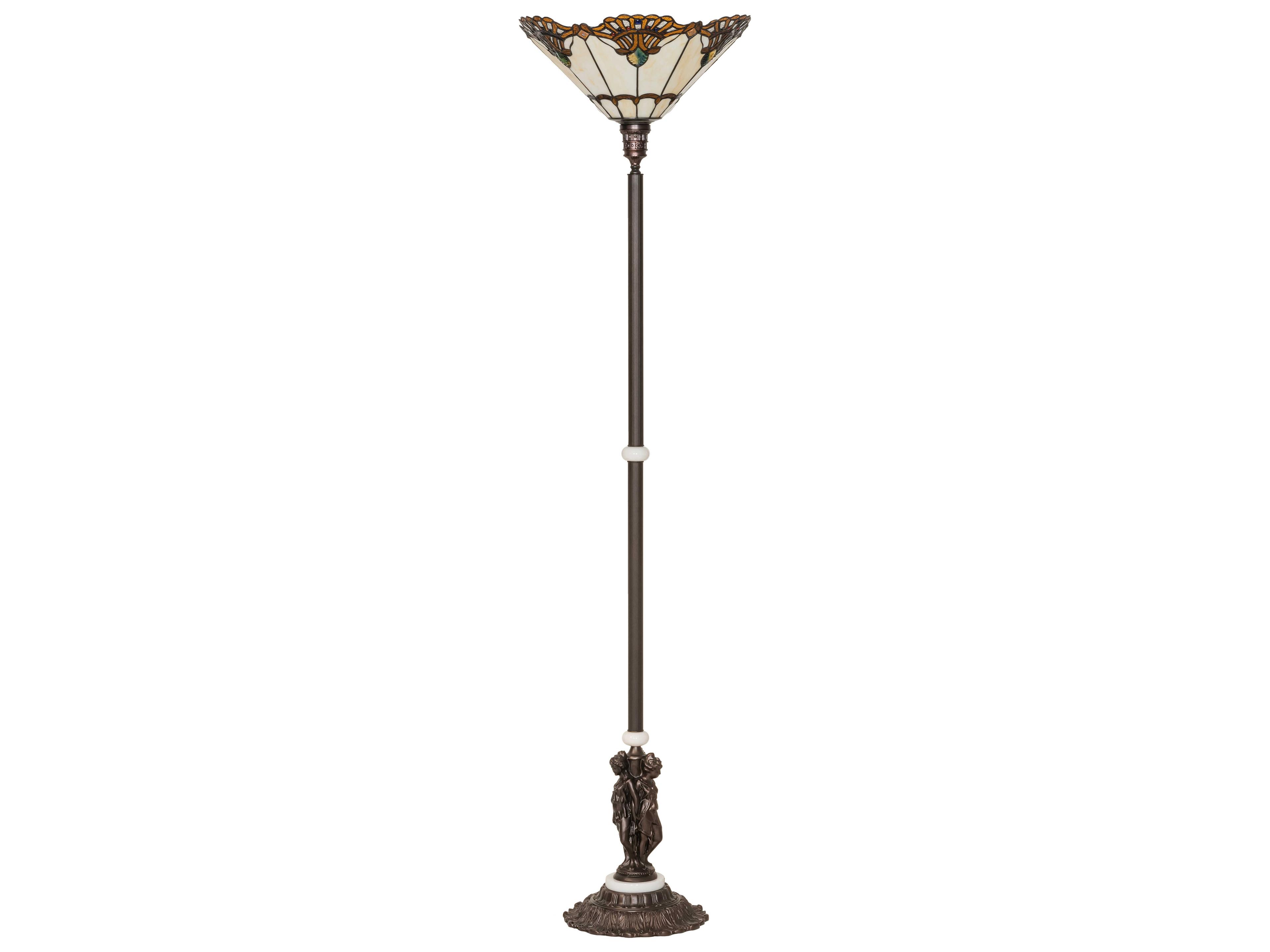 Meyda Shell With Jewels Glass Tiffany Mahogany Bronze Floor Lamp