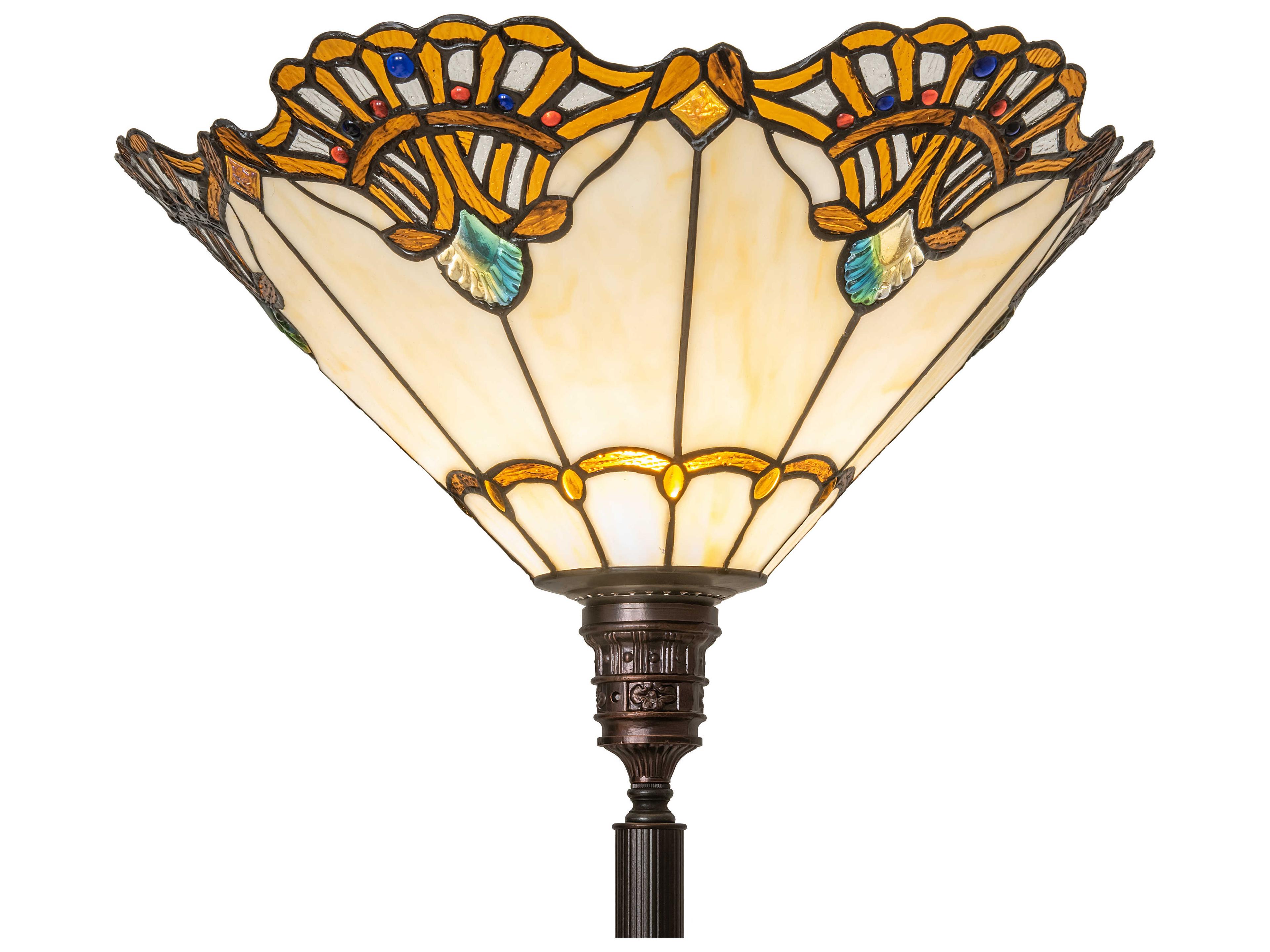 Meyda Shell With Jewels Glass Tiffany Mahogany Bronze Floor Lamp