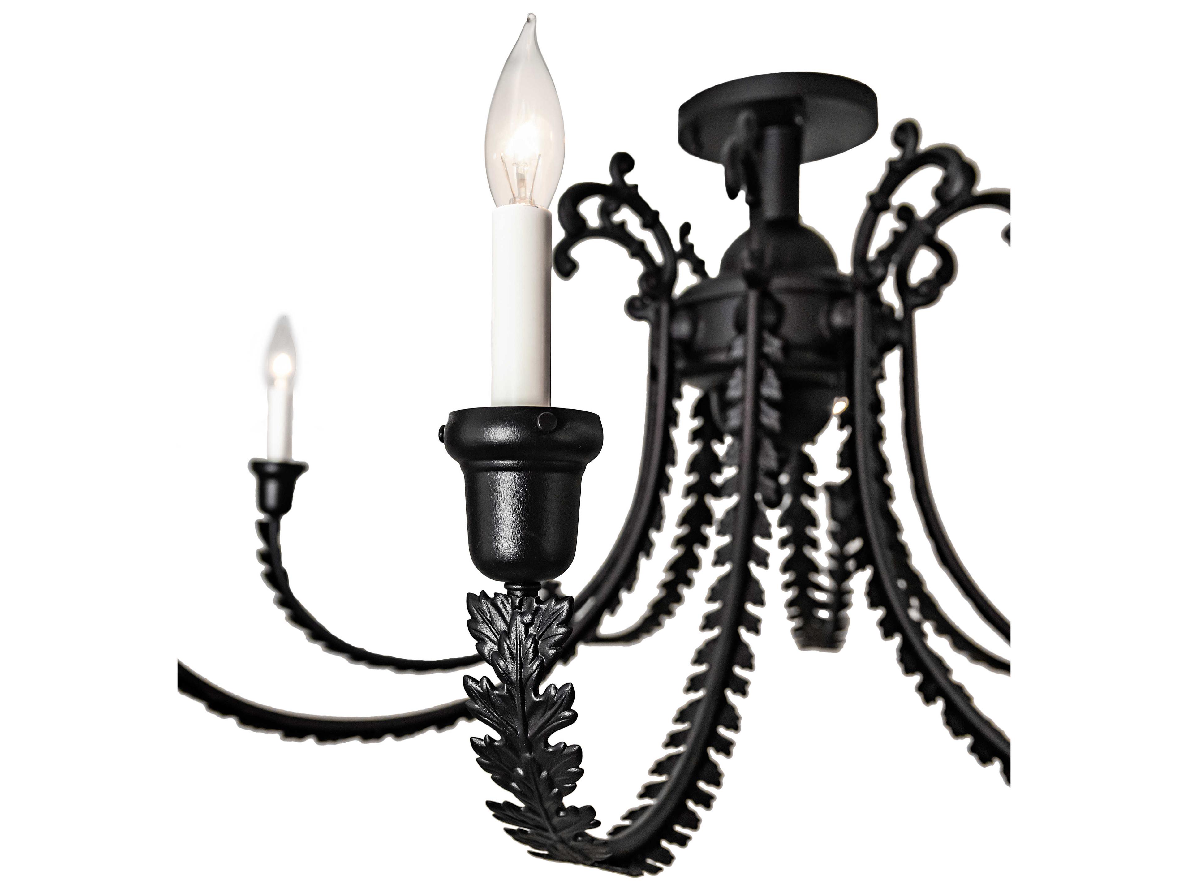 Meyda Oak Bough 8-Light Black Semi Flush Mount