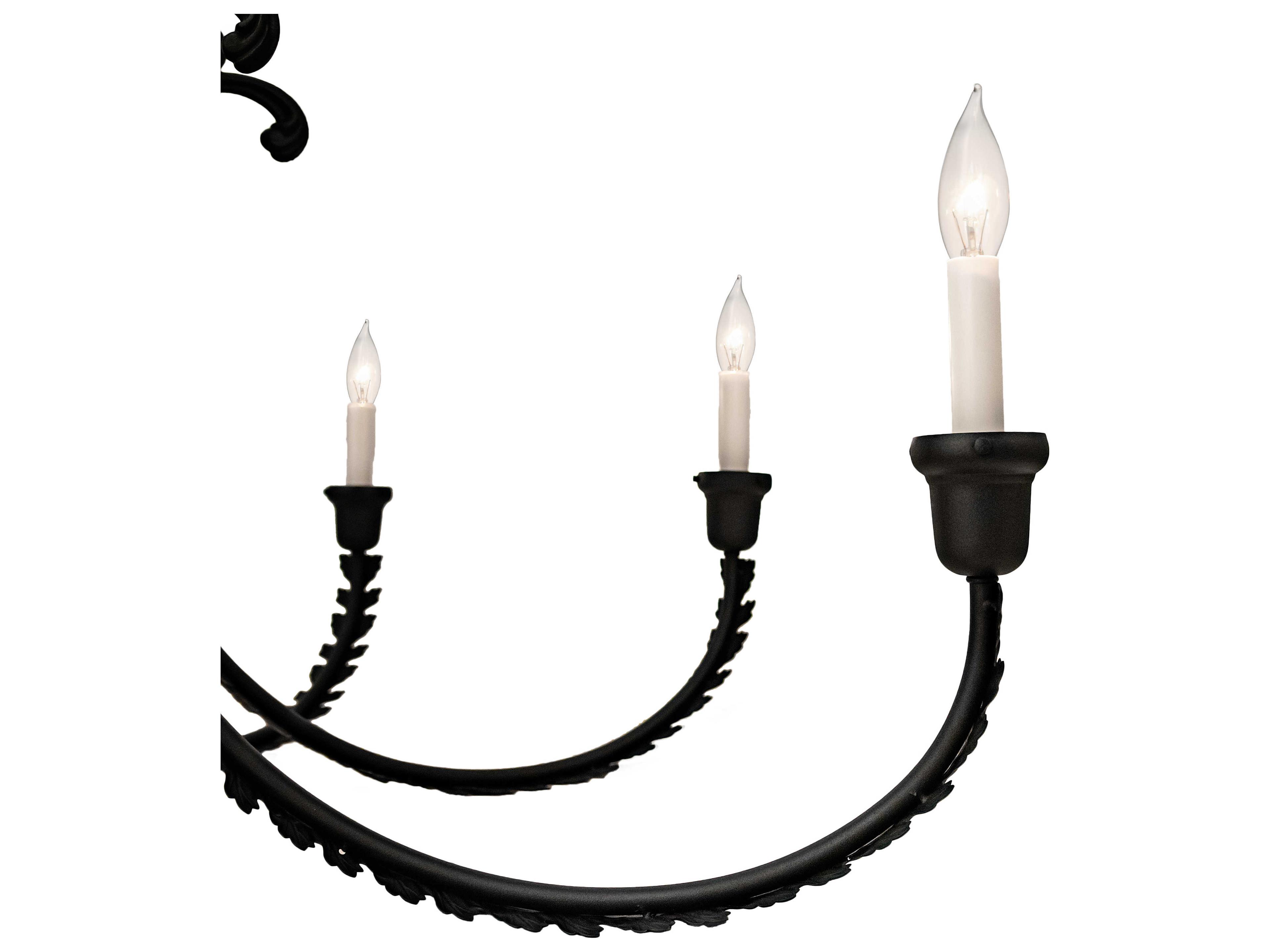 Meyda Oak Bough 8-Light Black Semi Flush Mount