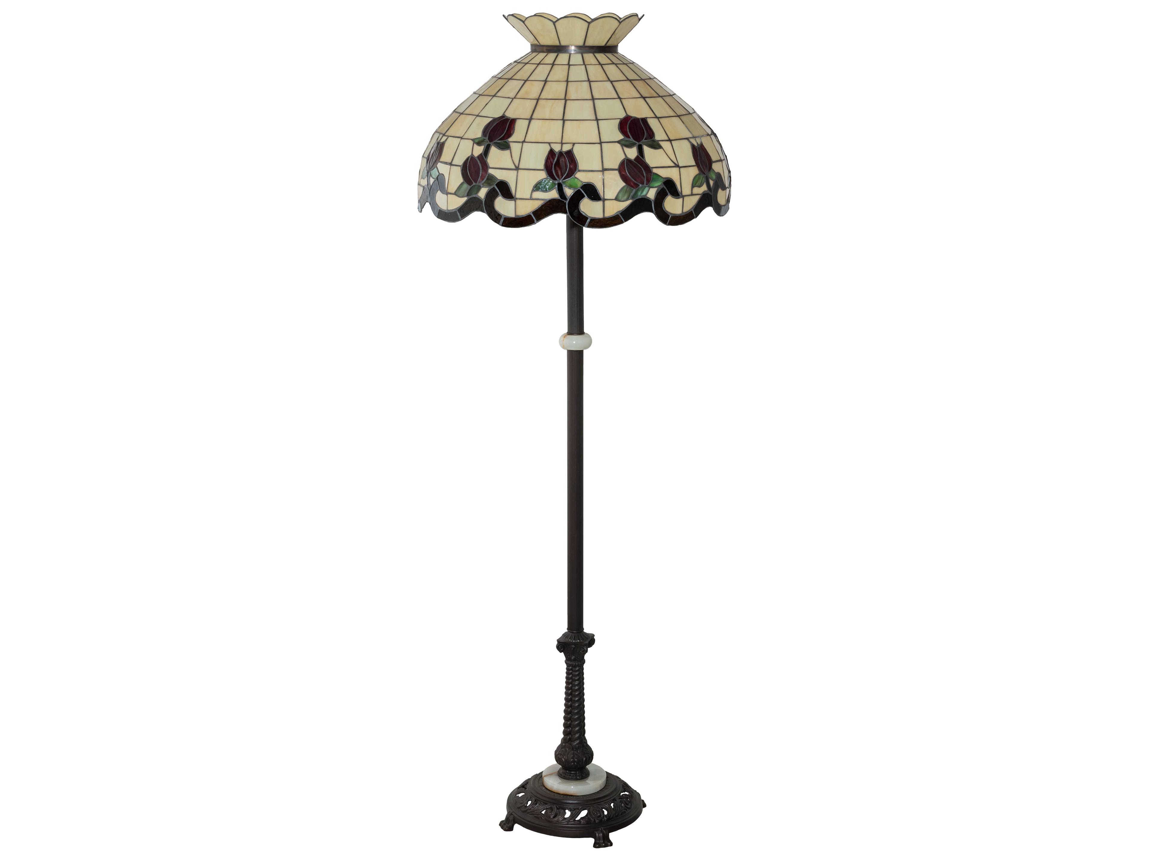 Meyda Roseborder Glass Tiffany Mahogany Bronze Floor Lamp