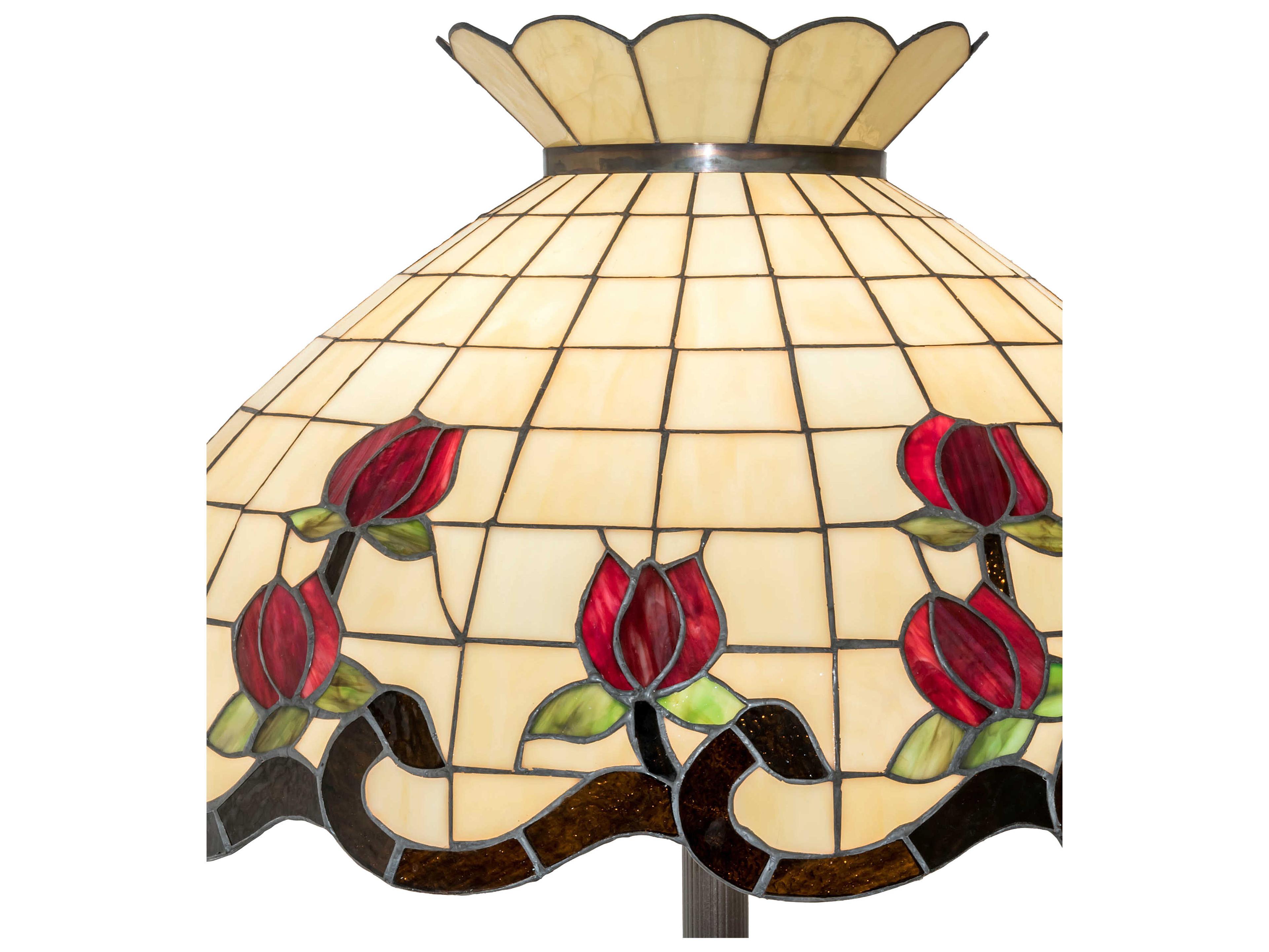 Meyda Roseborder Glass Tiffany Mahogany Bronze Floor Lamp