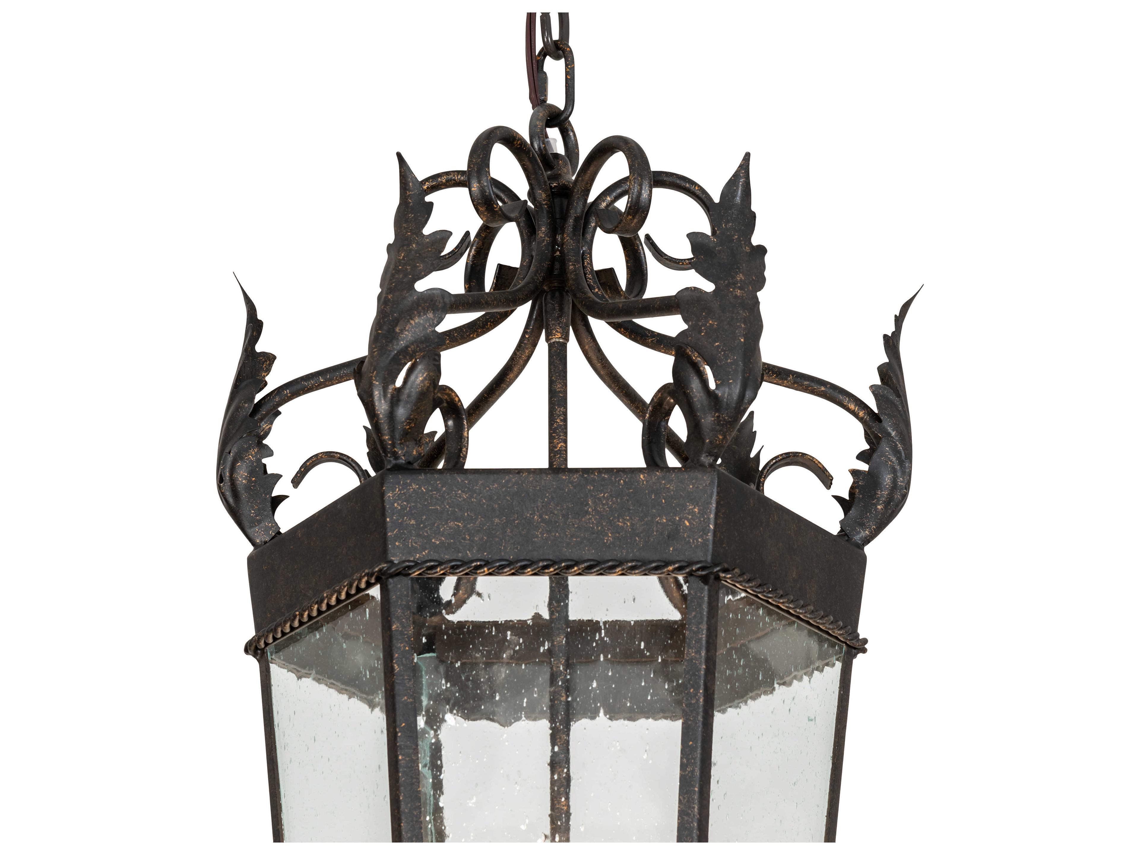 Meyda Regency 4-Light Golden Bronze Black Glass Pendant