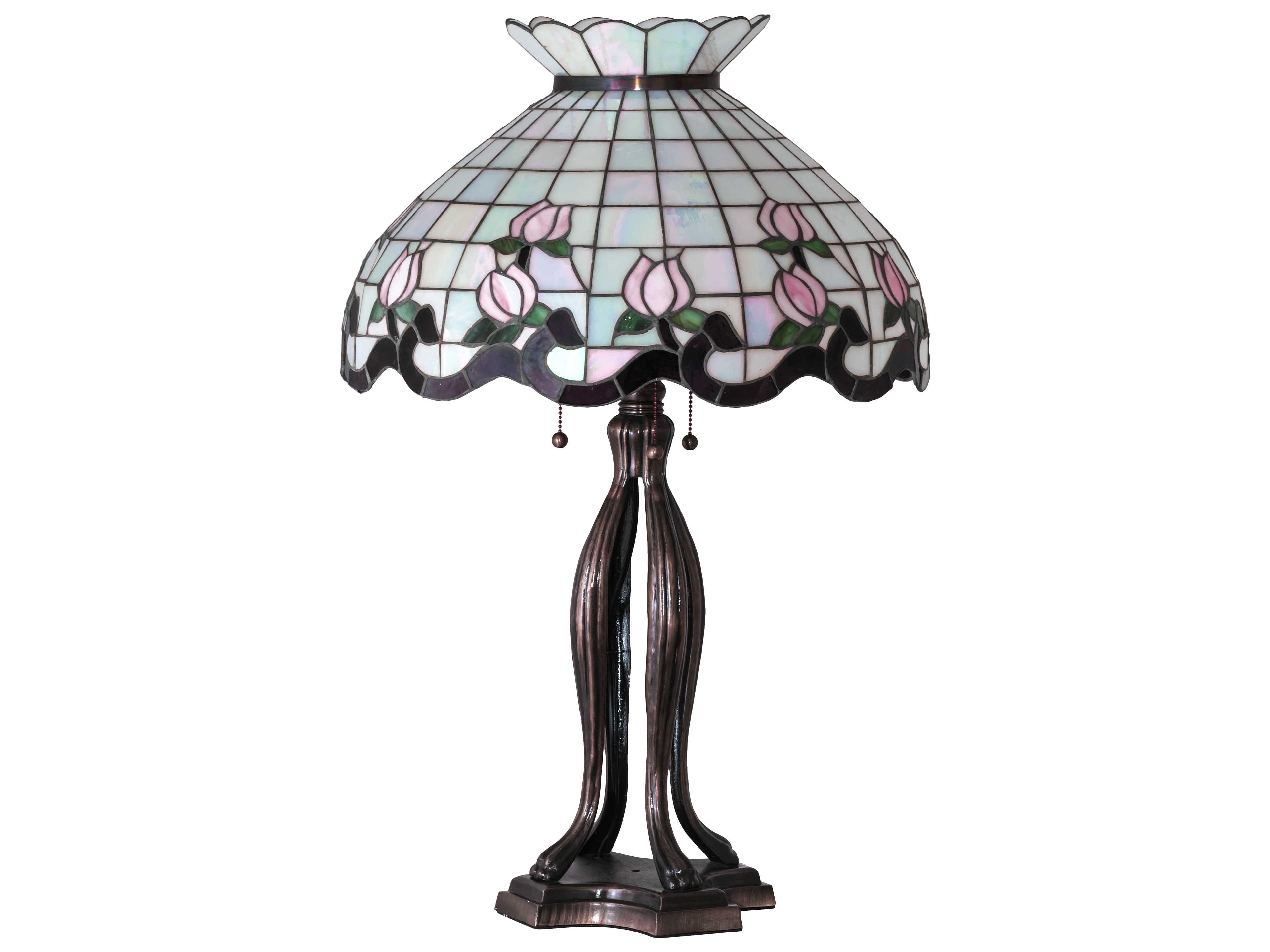 Meyda Roseborder Glass Tiffany Mahogany Bronze Buffet Lamp