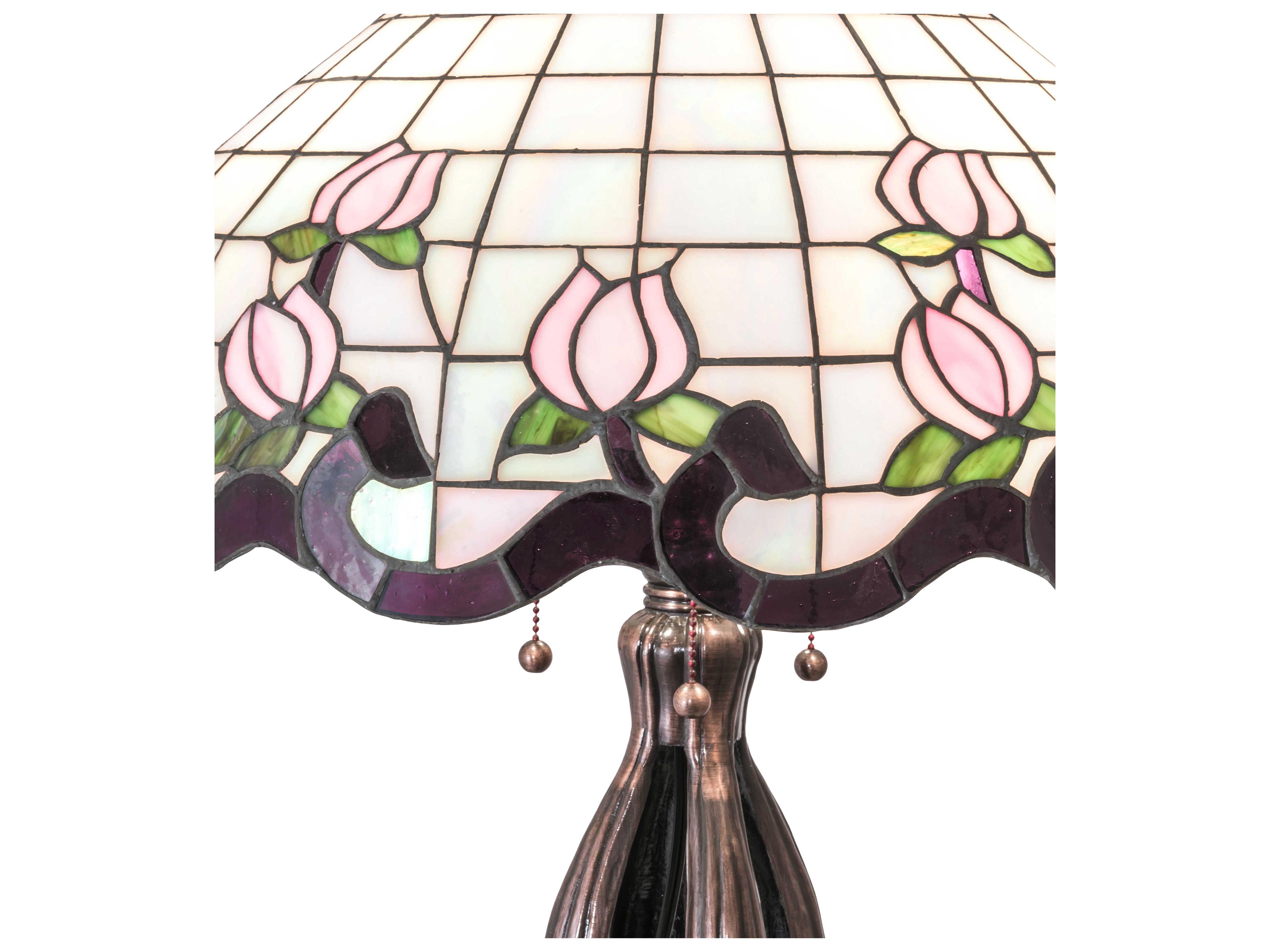 Meyda Roseborder Glass Tiffany Mahogany Bronze Buffet Lamp