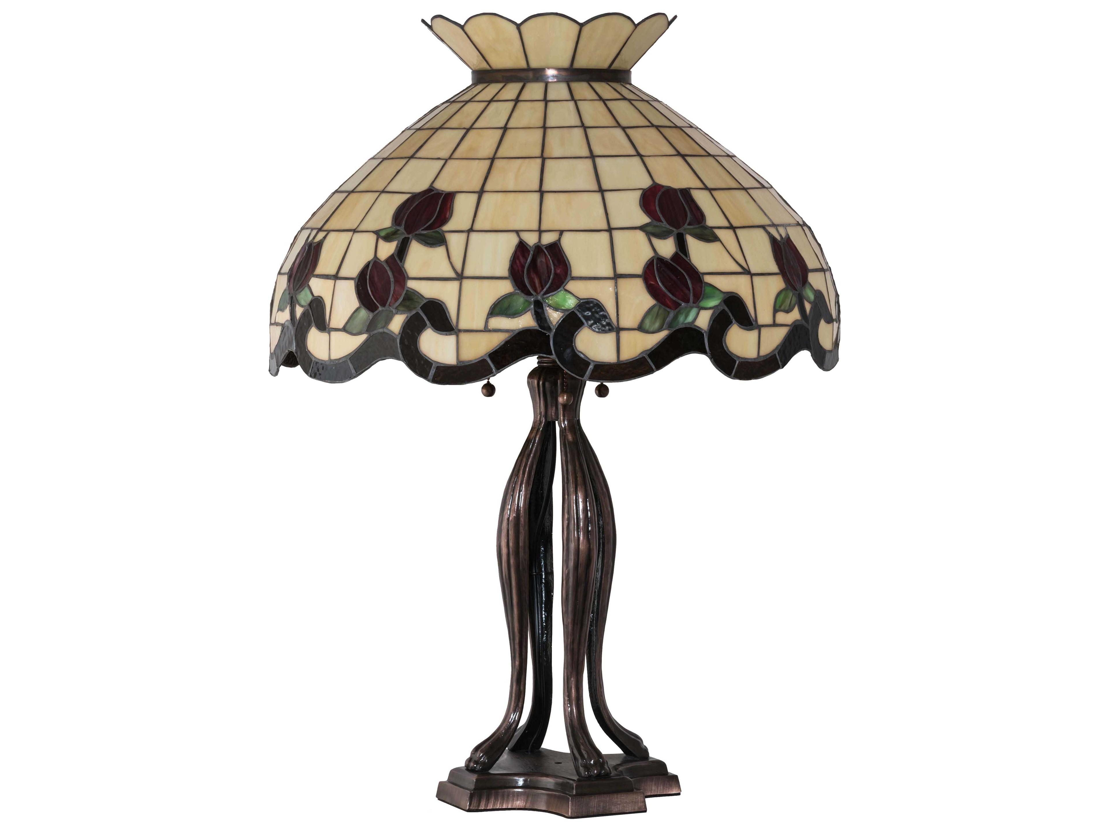 Meyda Roseborder Glass Tiffany Mahogany Bronze Buffet Lamp