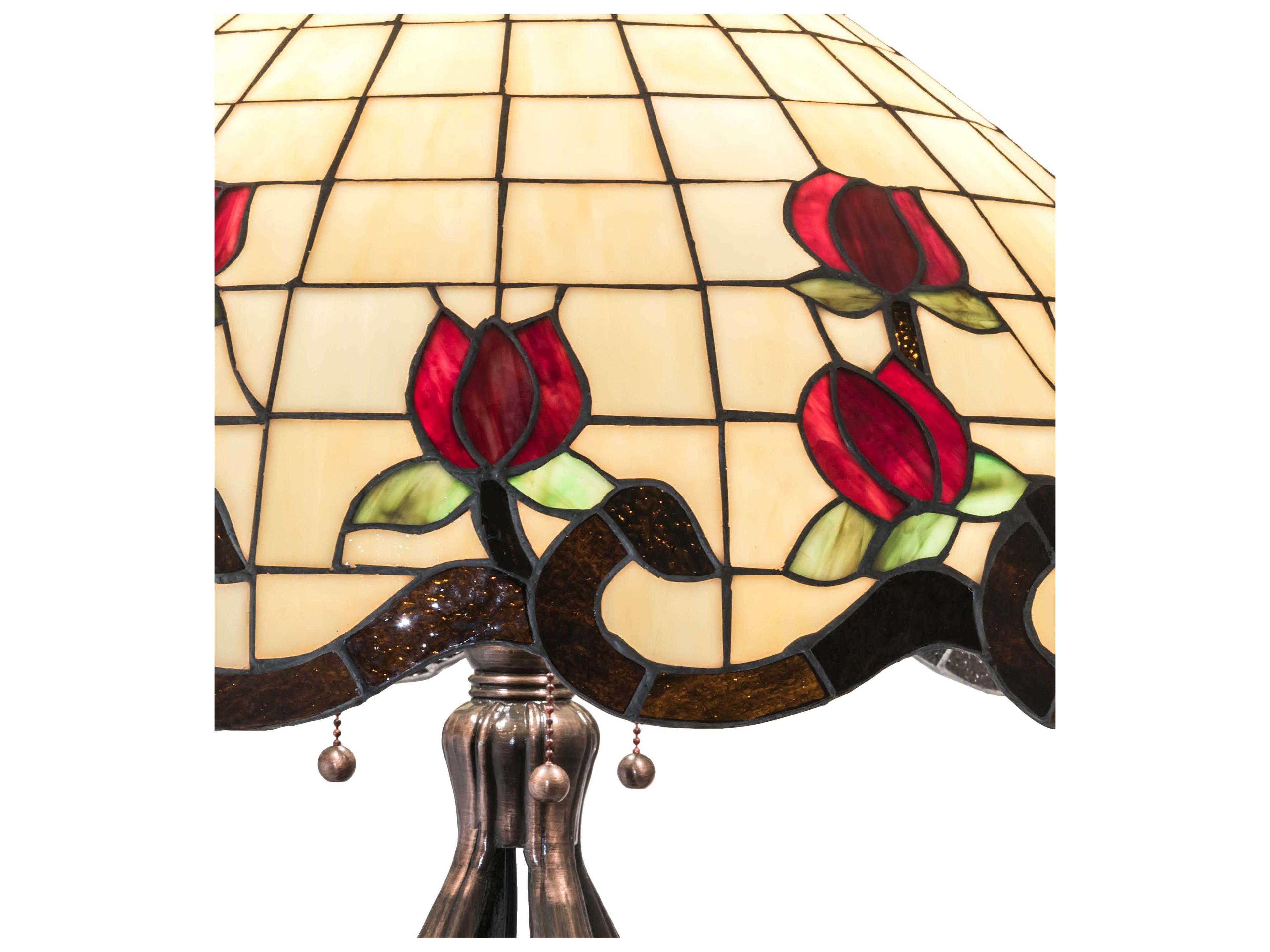 Meyda Roseborder Glass Tiffany Mahogany Bronze Buffet Lamp