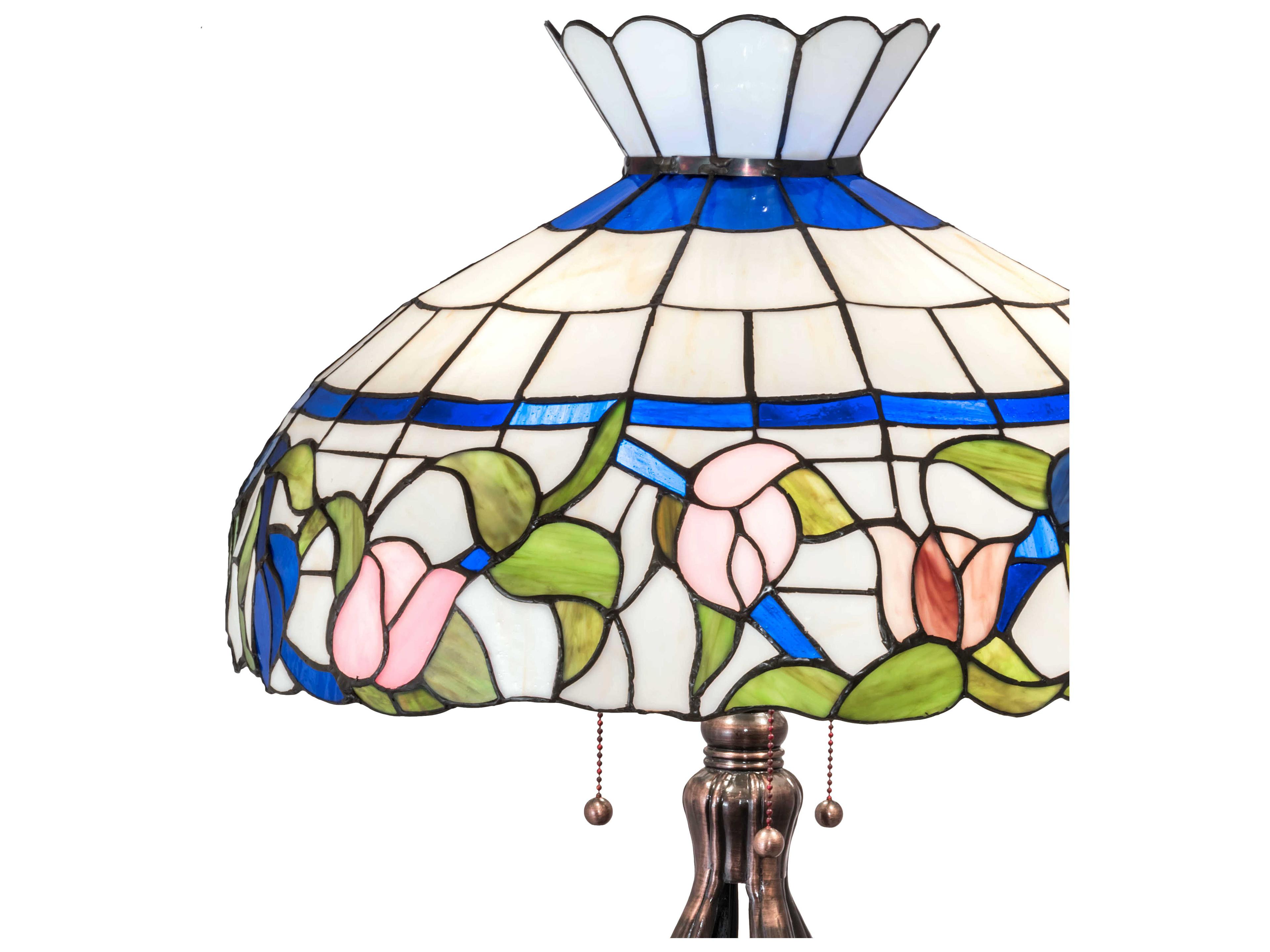 Meyda Rose Vine Glass Tiffany Mahogany Bronze Buffet Lamp