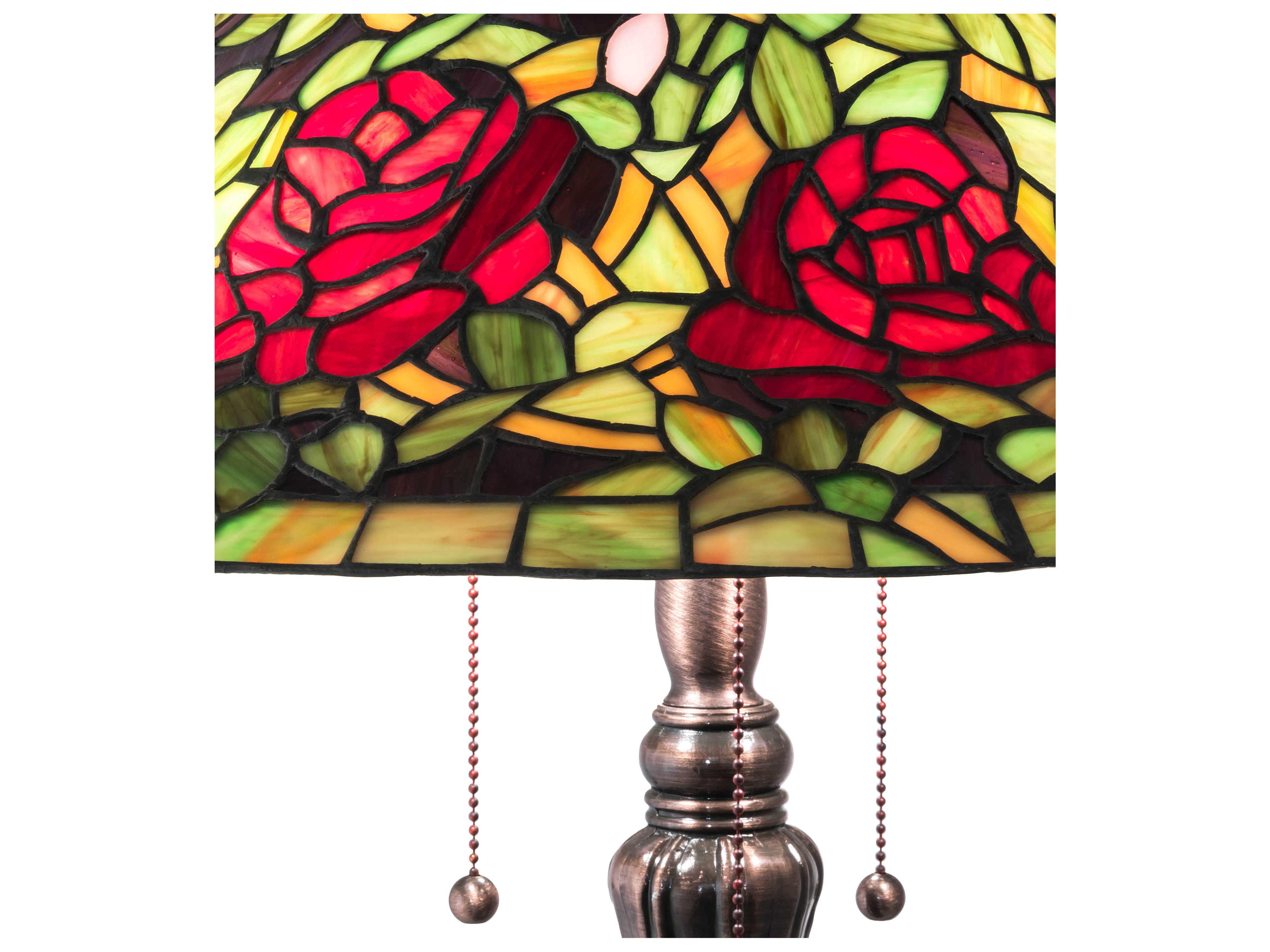 Meyda Tiffany Rosebush Glass Mahogany Bronze Buffet Lamp