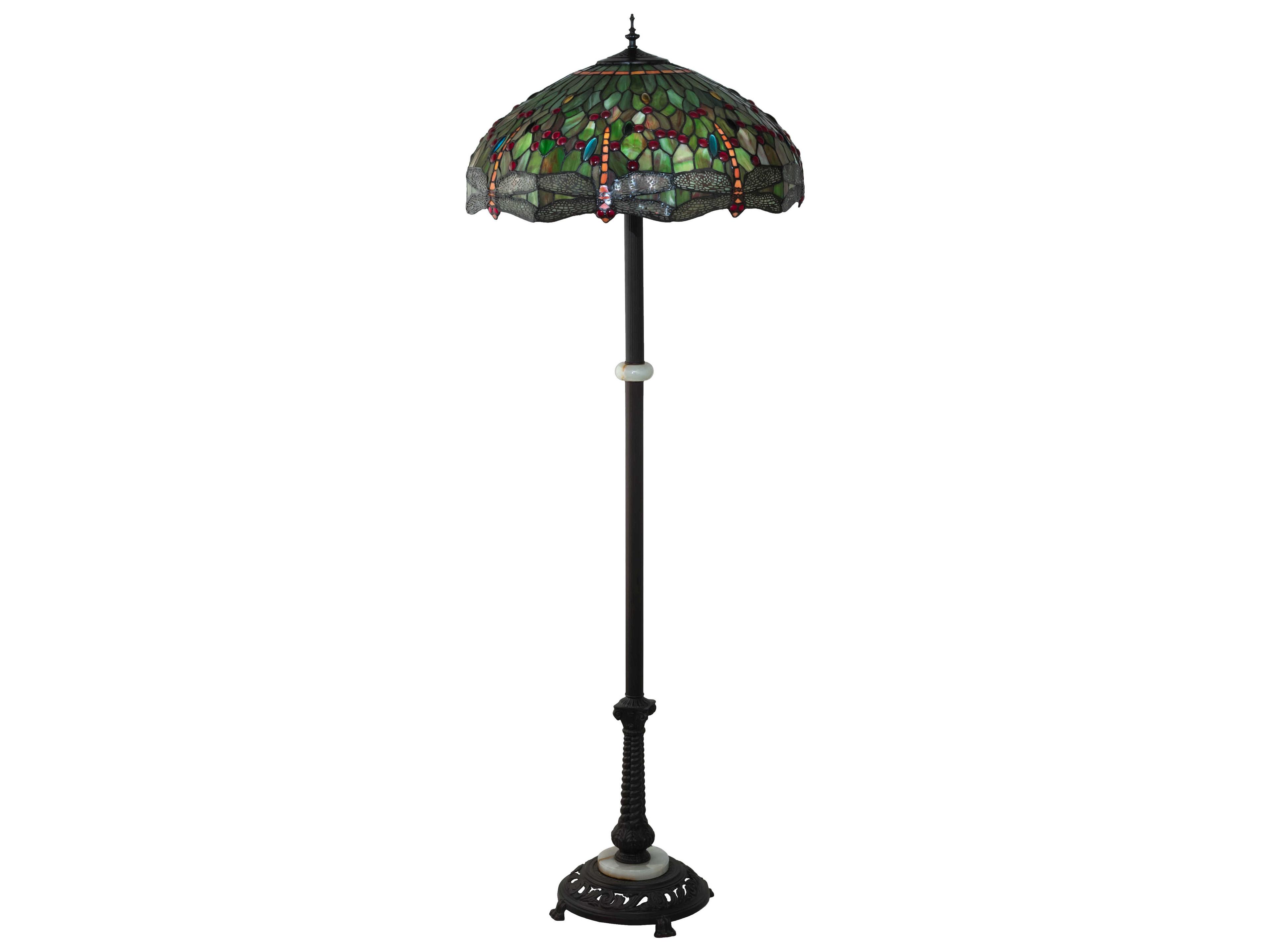 Meyda Tiffany Hanginghead Dragonfly Glass Mahogany Bronze Floor Lamp