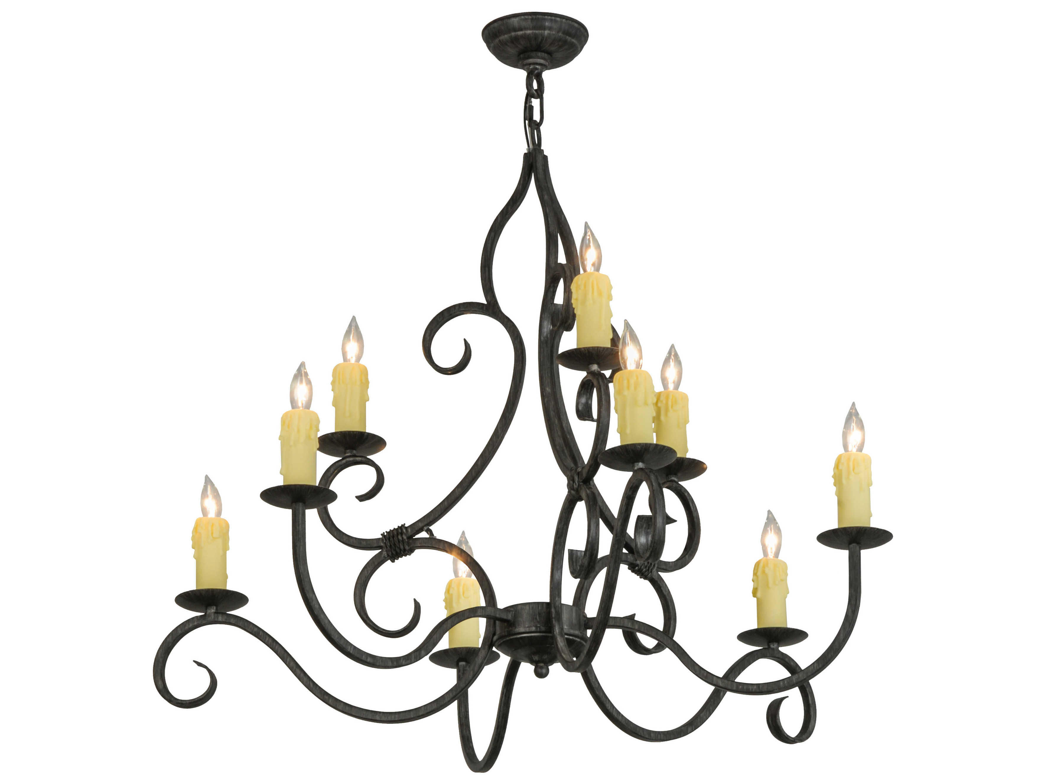 Meyda Clayton 9-Light Cajun Spice Gray Candelabra Chandelier
