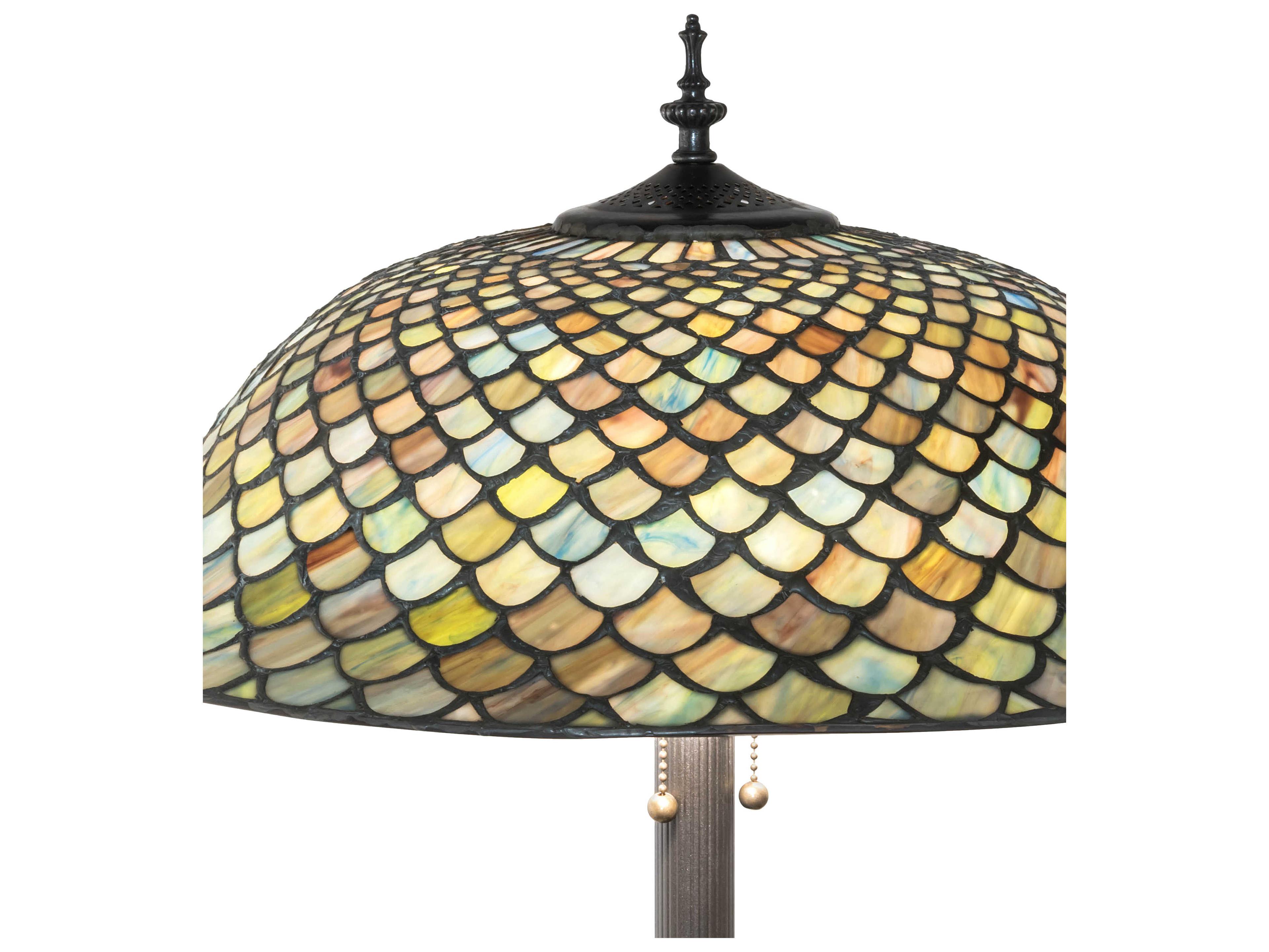 Meyda Fishscale Glass Tiffany Mahogany Bronze Floor Lamp
