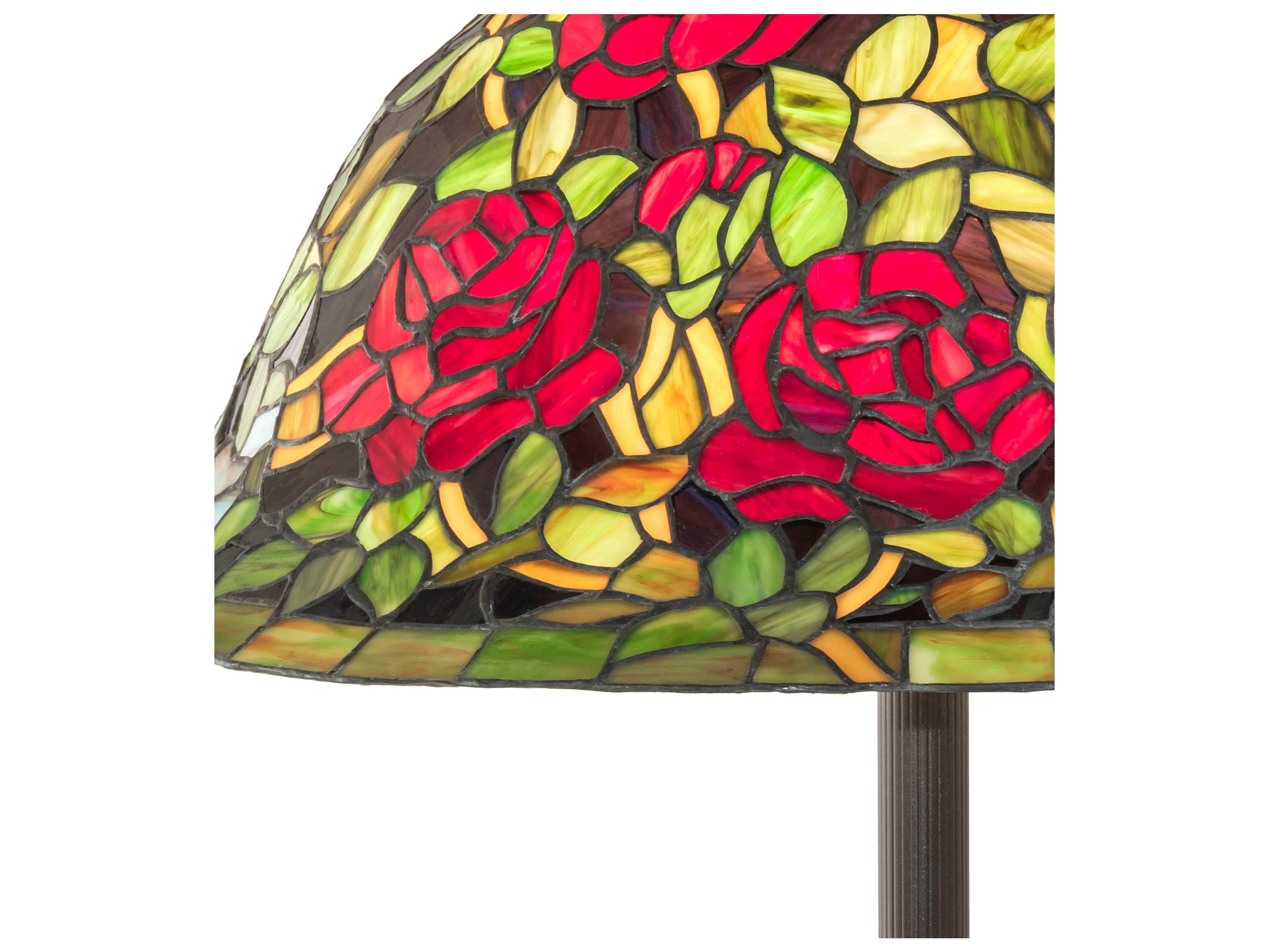 Meyda Tiffany Rosebush Glass Mahogany Bronze Floor Lamp