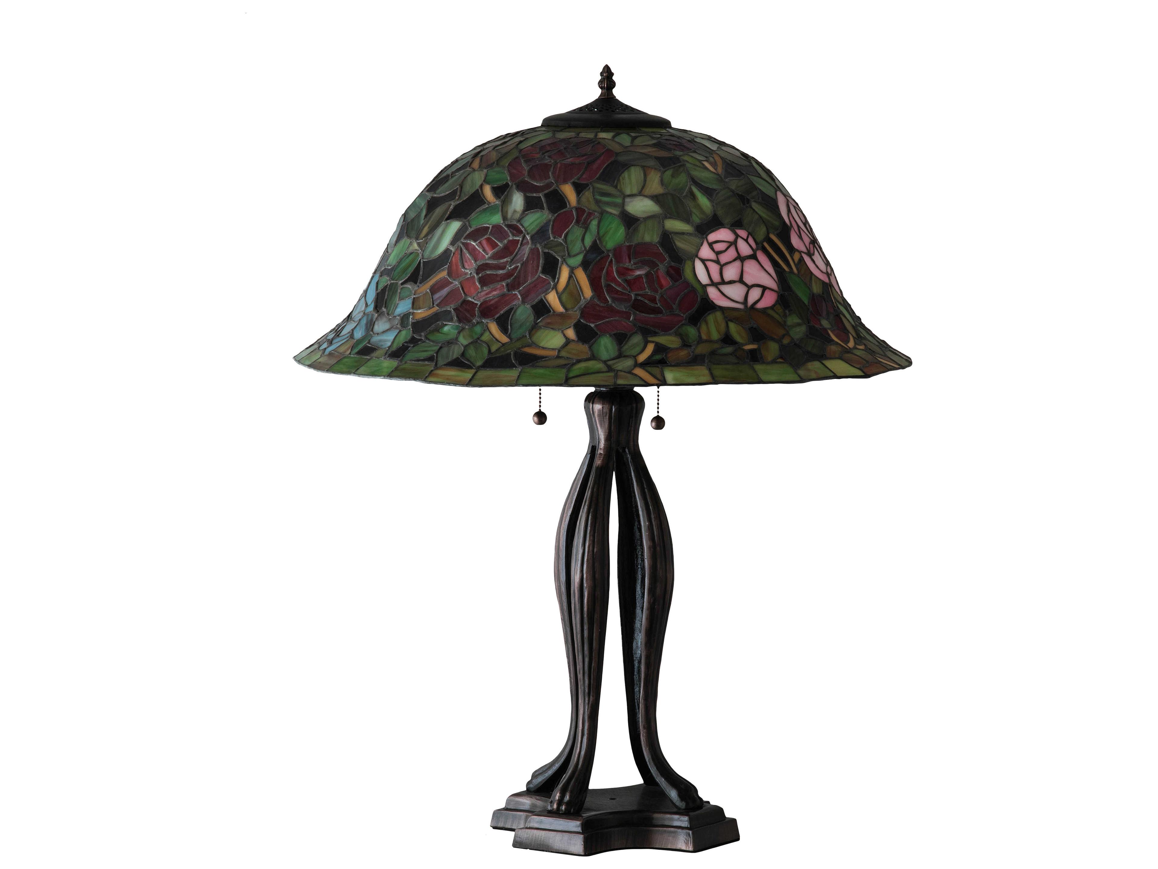 Meyda Tiffany Rosebush Glass Mahogany Bronze Buffet Lamp