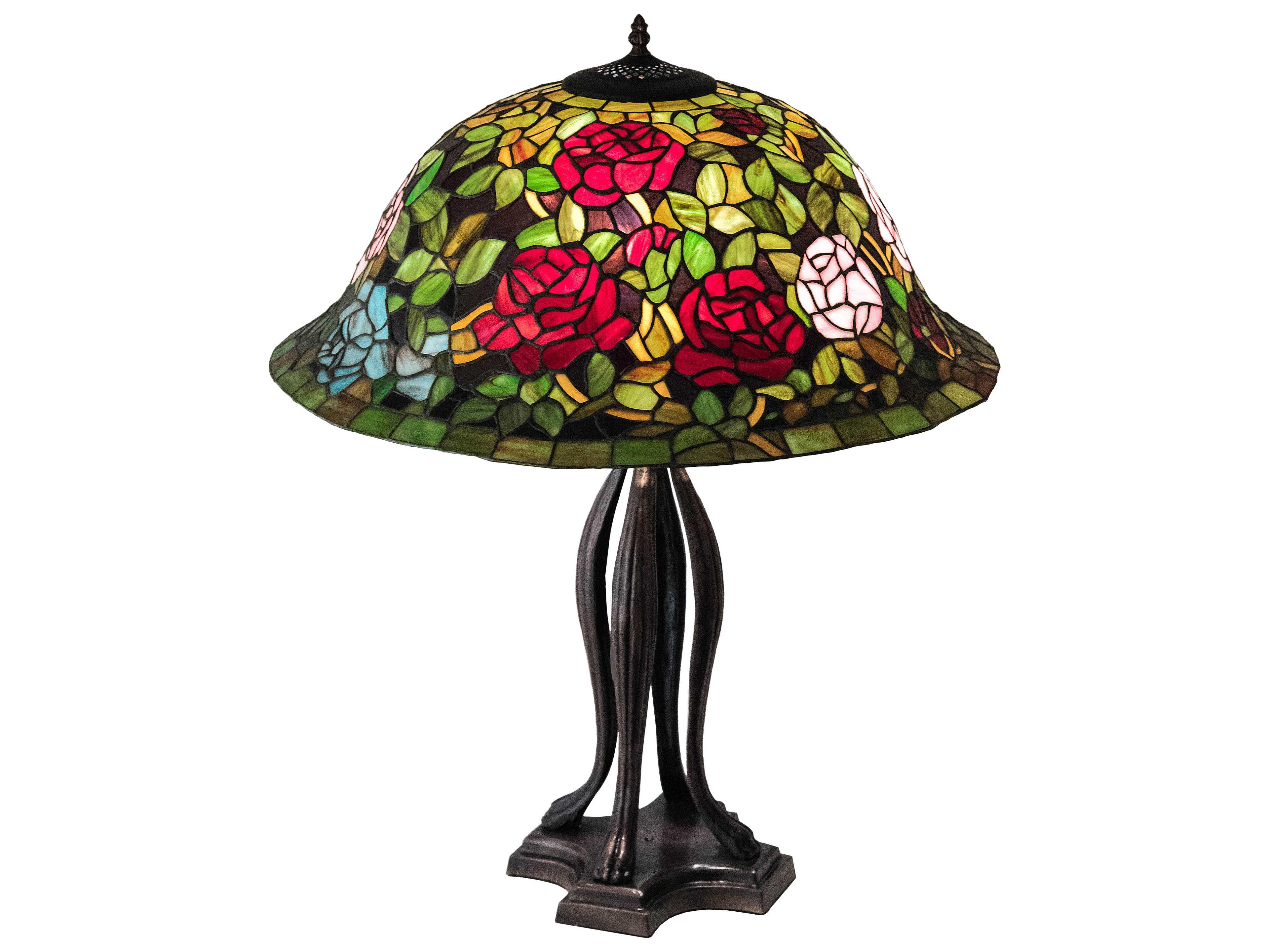 Meyda Tiffany Rosebush Glass Mahogany Bronze Buffet Lamp
