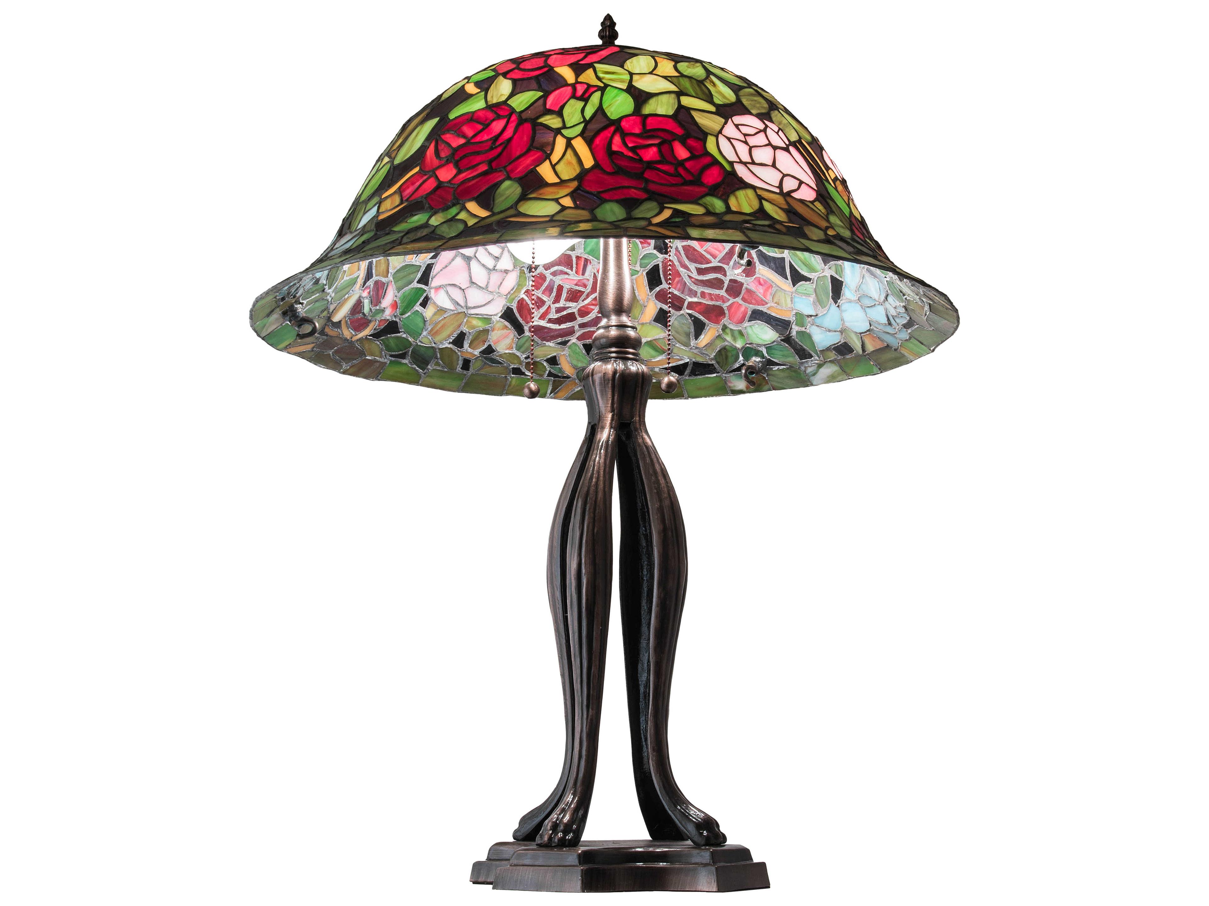 Meyda Tiffany Rosebush Glass Mahogany Bronze Buffet Lamp