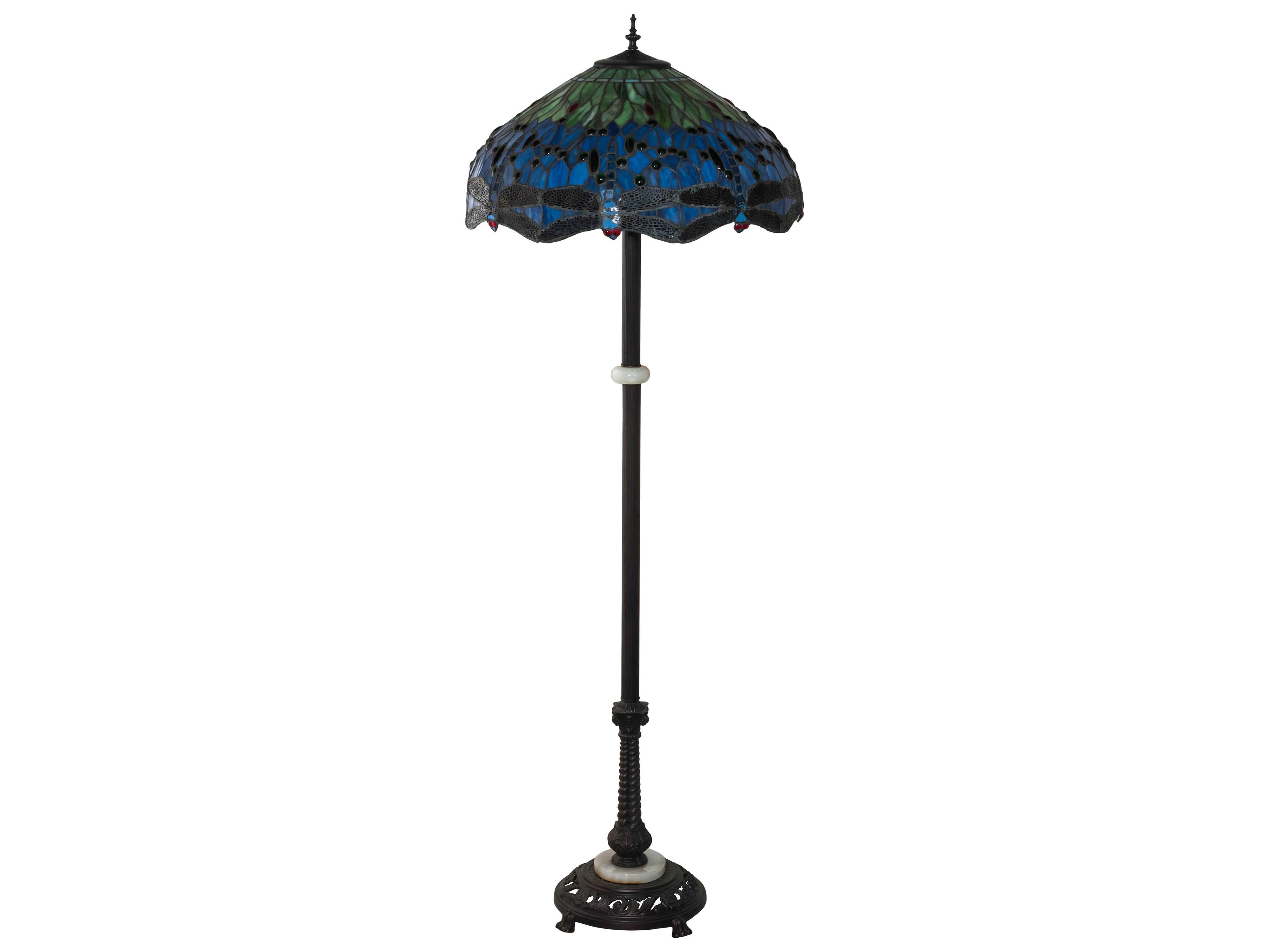 Meyda Tiffany Hanginghead Dragonfly Glass Mahogany Bronze Floor Lamp