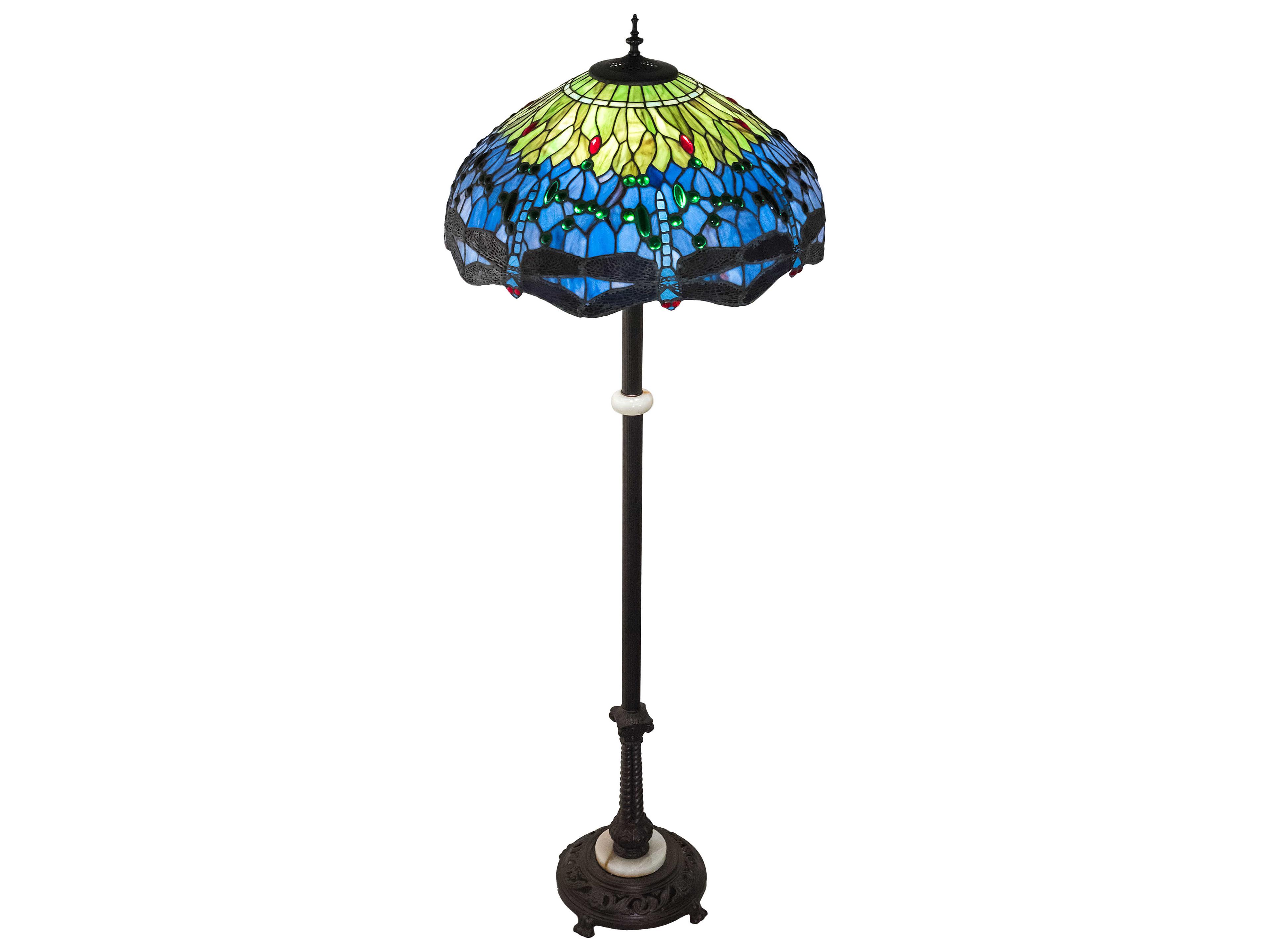 Meyda Tiffany Hanginghead Dragonfly Glass Mahogany Bronze Floor Lamp