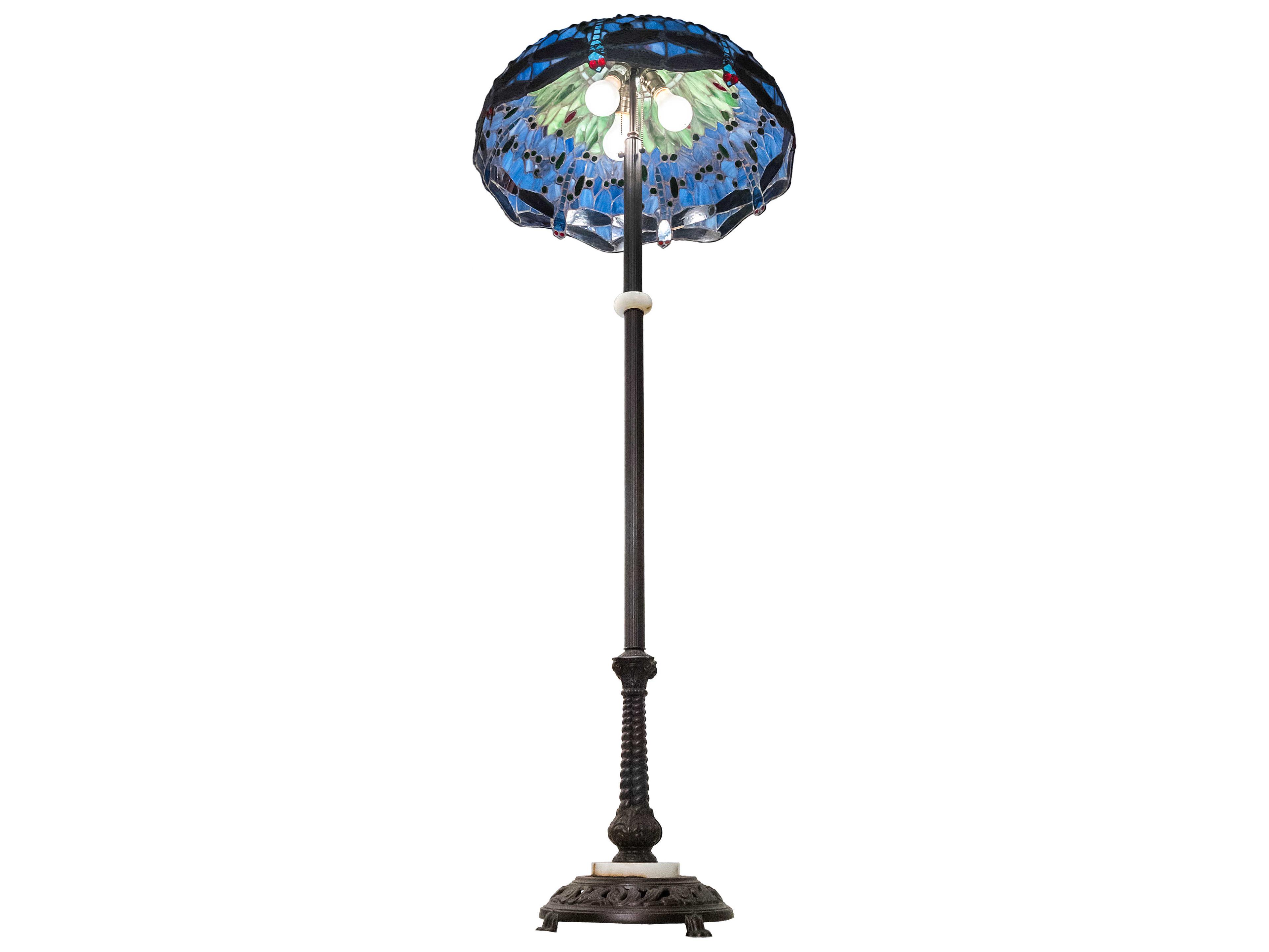 Meyda Tiffany Hanginghead Dragonfly Glass Mahogany Bronze Floor Lamp
