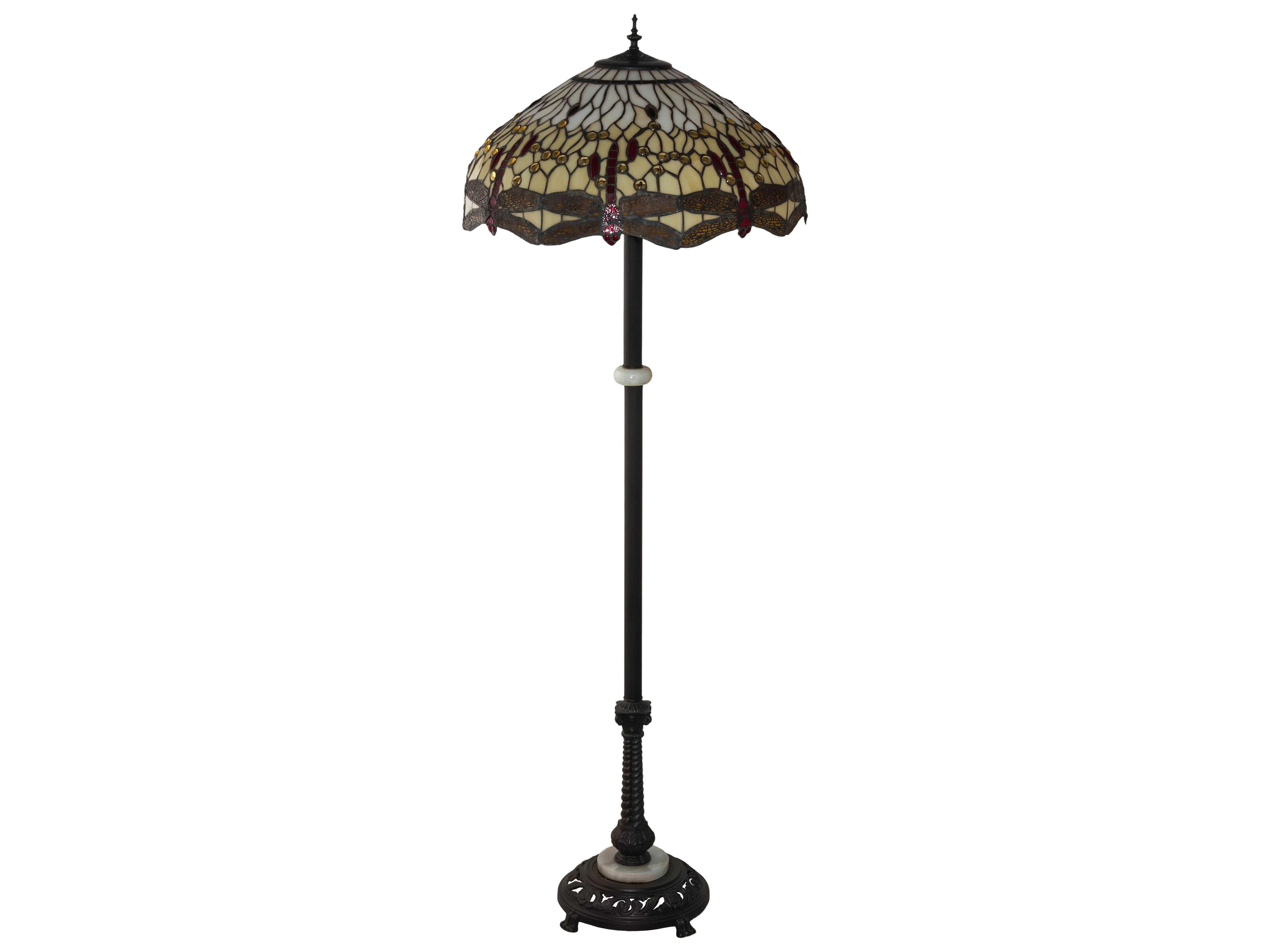 Meyda Tiffany Hanginghead Dragonfly Glass Mahogany Bronze Floor Lamp