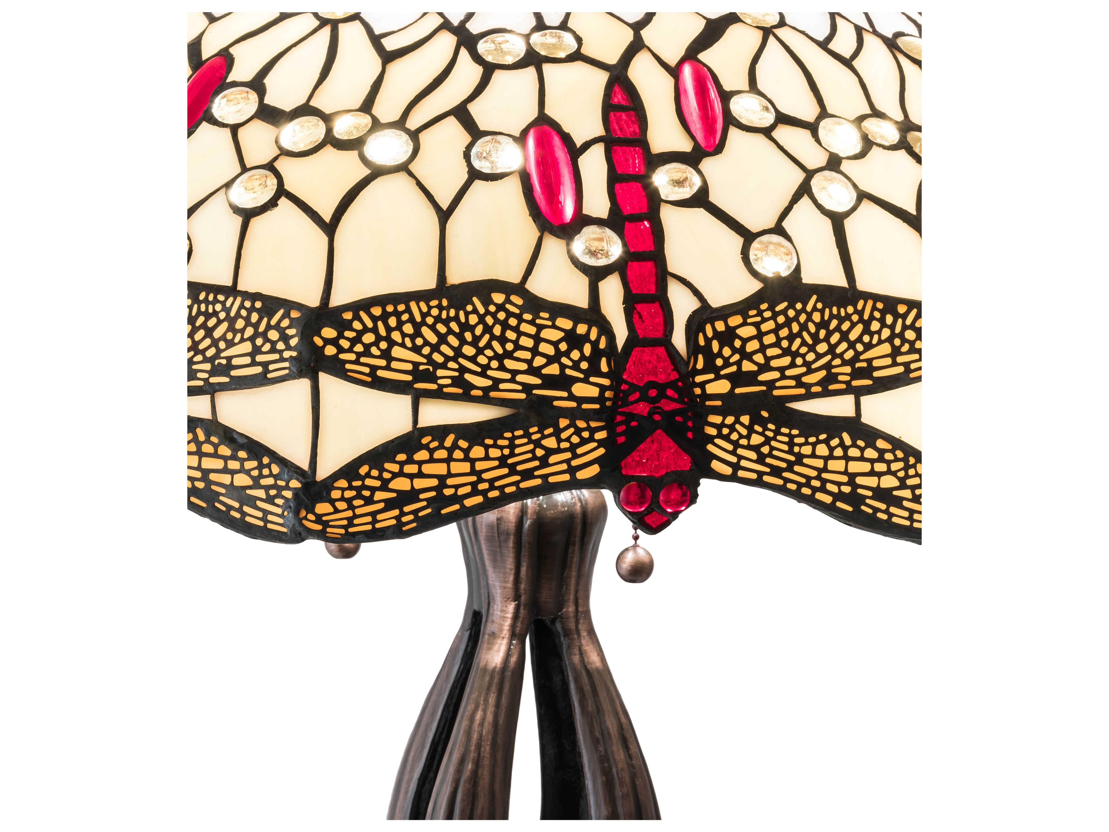 Meyda Tiffany Hanginghead Dragonfly Glass Mahogany Bronze Buffet Lamp