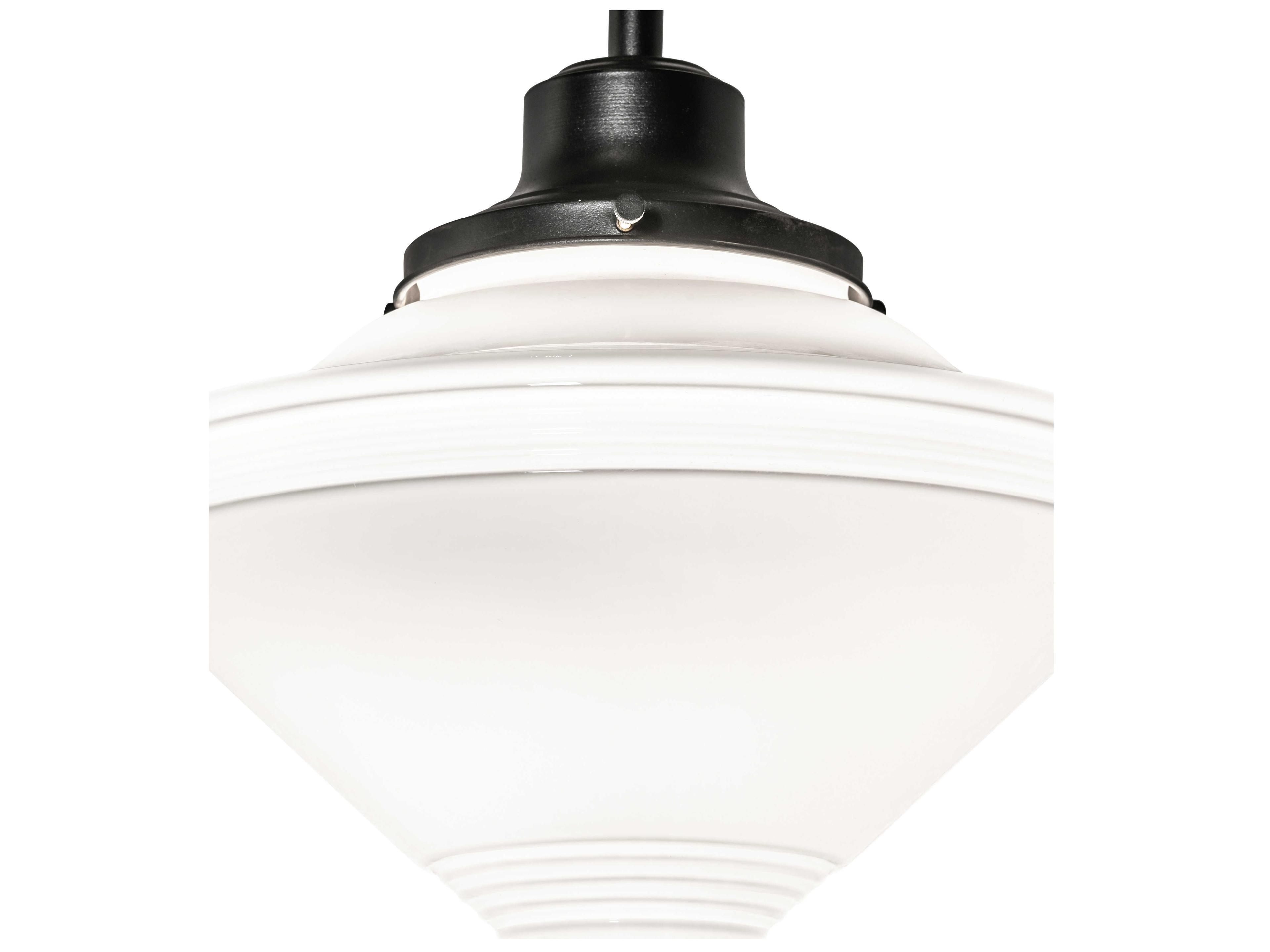 Meyda Revival Schoolhouse 1-Light Textured Black Glass Pendant