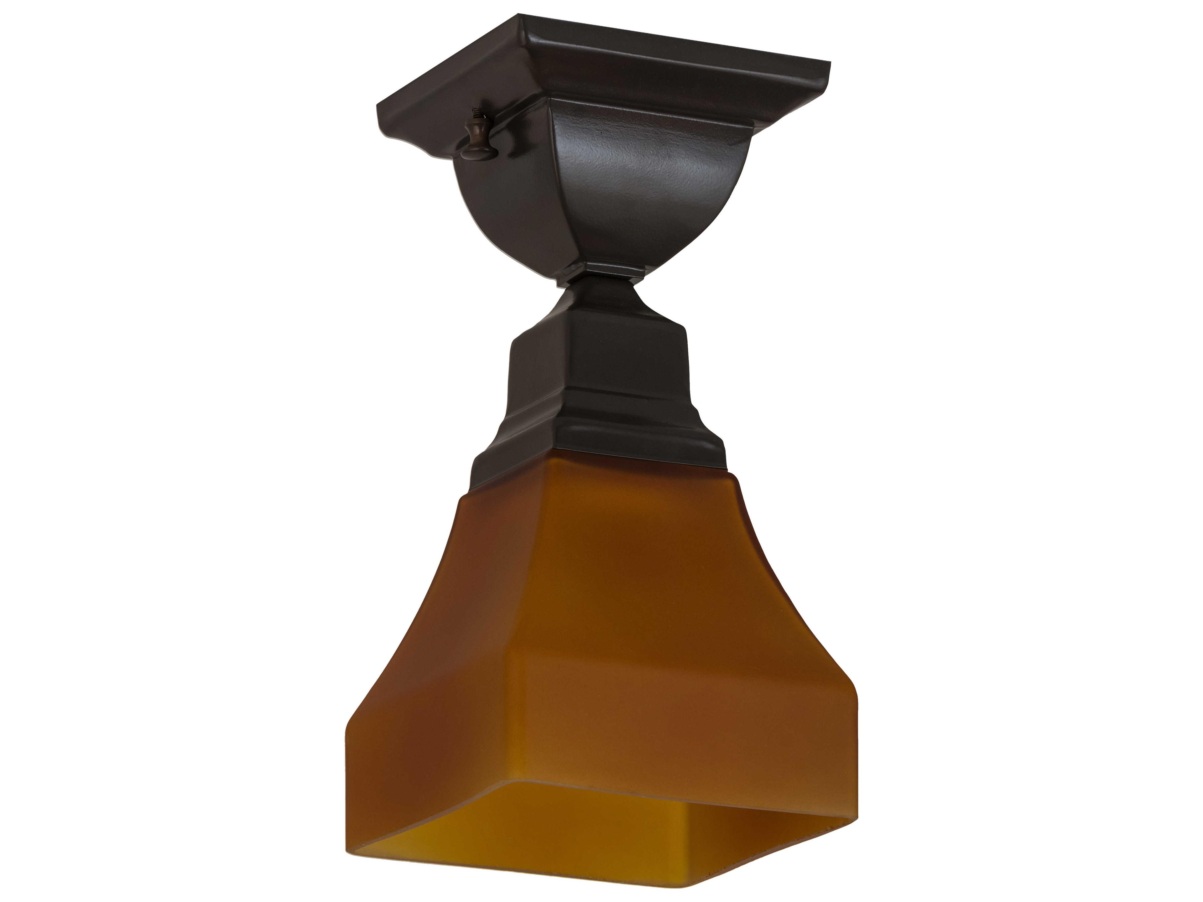 Meyda Bungalow 1-Light Timeless Bronze Glass Flush Mount