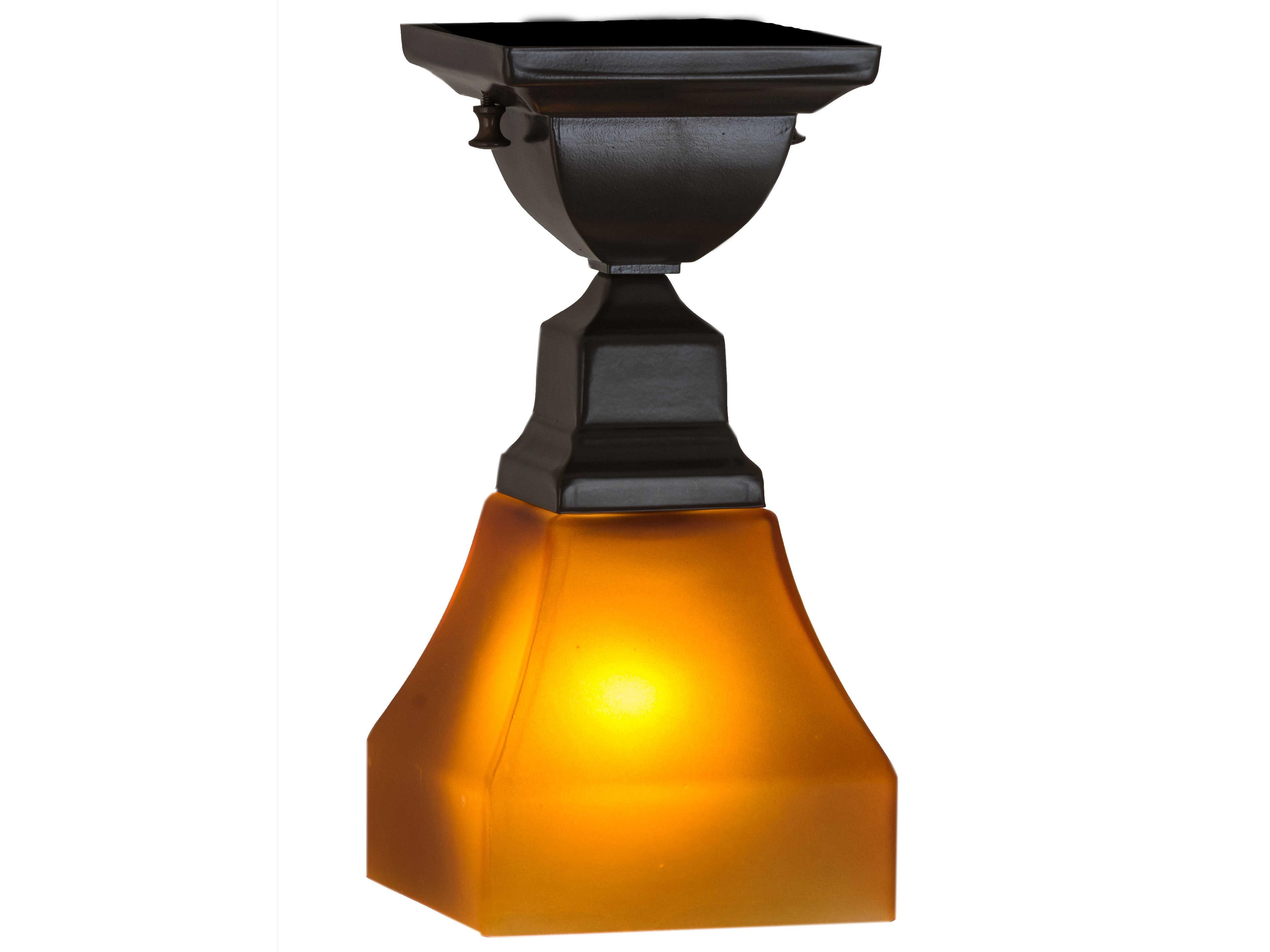 Meyda Bungalow 1-Light Timeless Bronze Glass Flush Mount