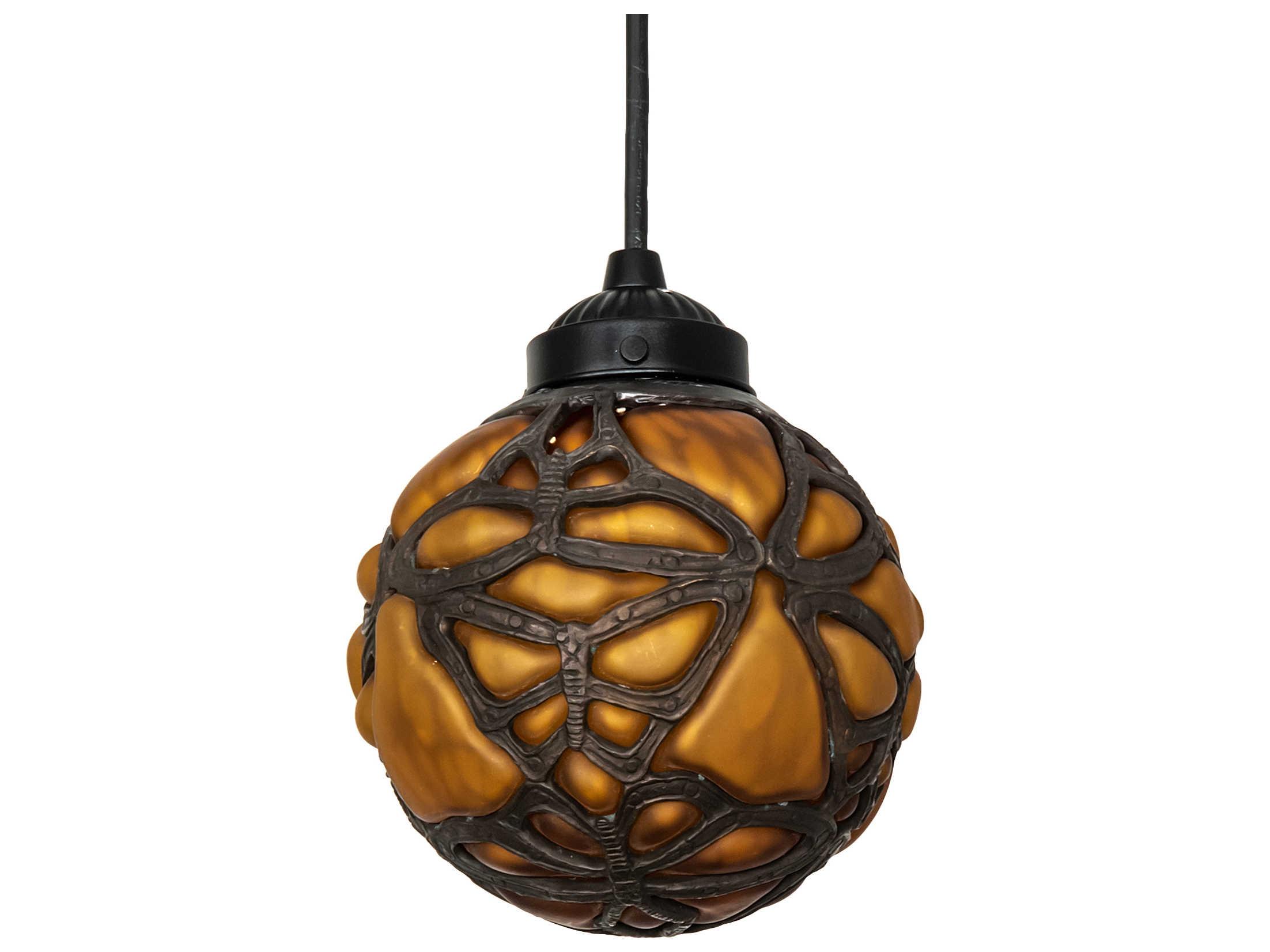 Meyda Castle 1-Light Bronze Glass Globe Mini Pendant