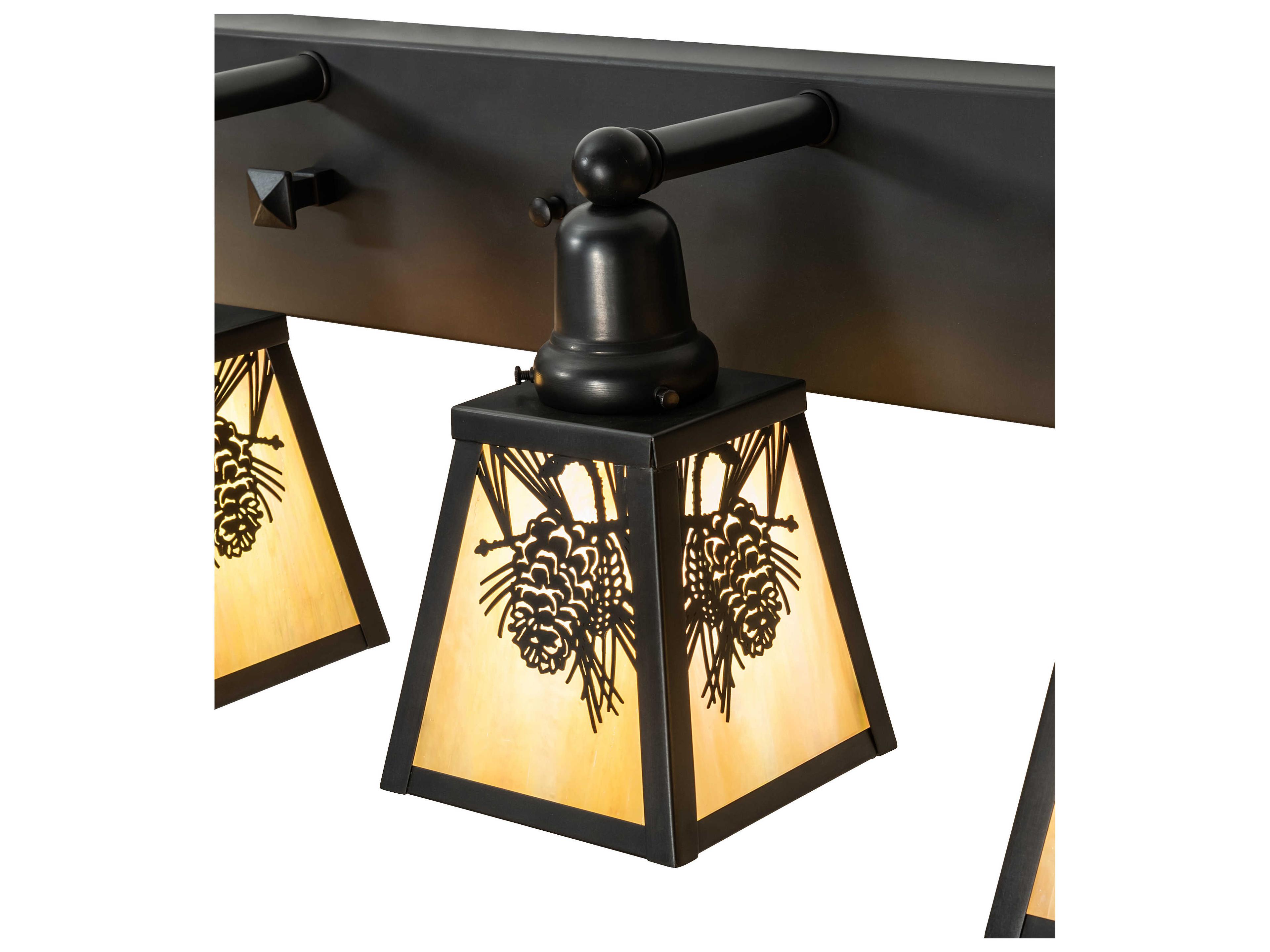 Meyda Winter Pine 5-Light Craftsman Brown Oil Rubbed Bronze Glass Vanity Light