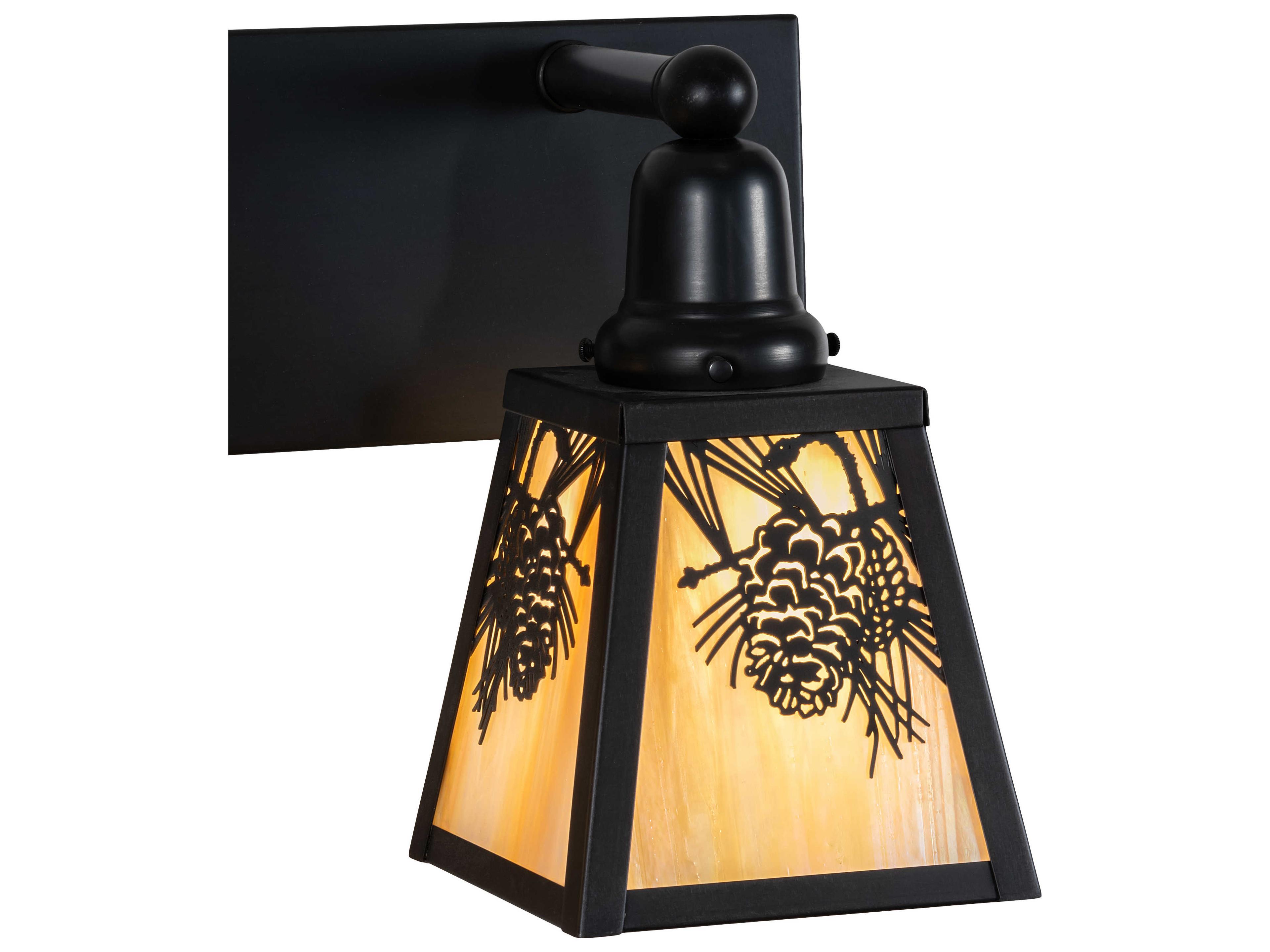 Meyda Winter Pine 3-Light Craftsman Brown Oil Rubbed Bronze Glass Vanity Light