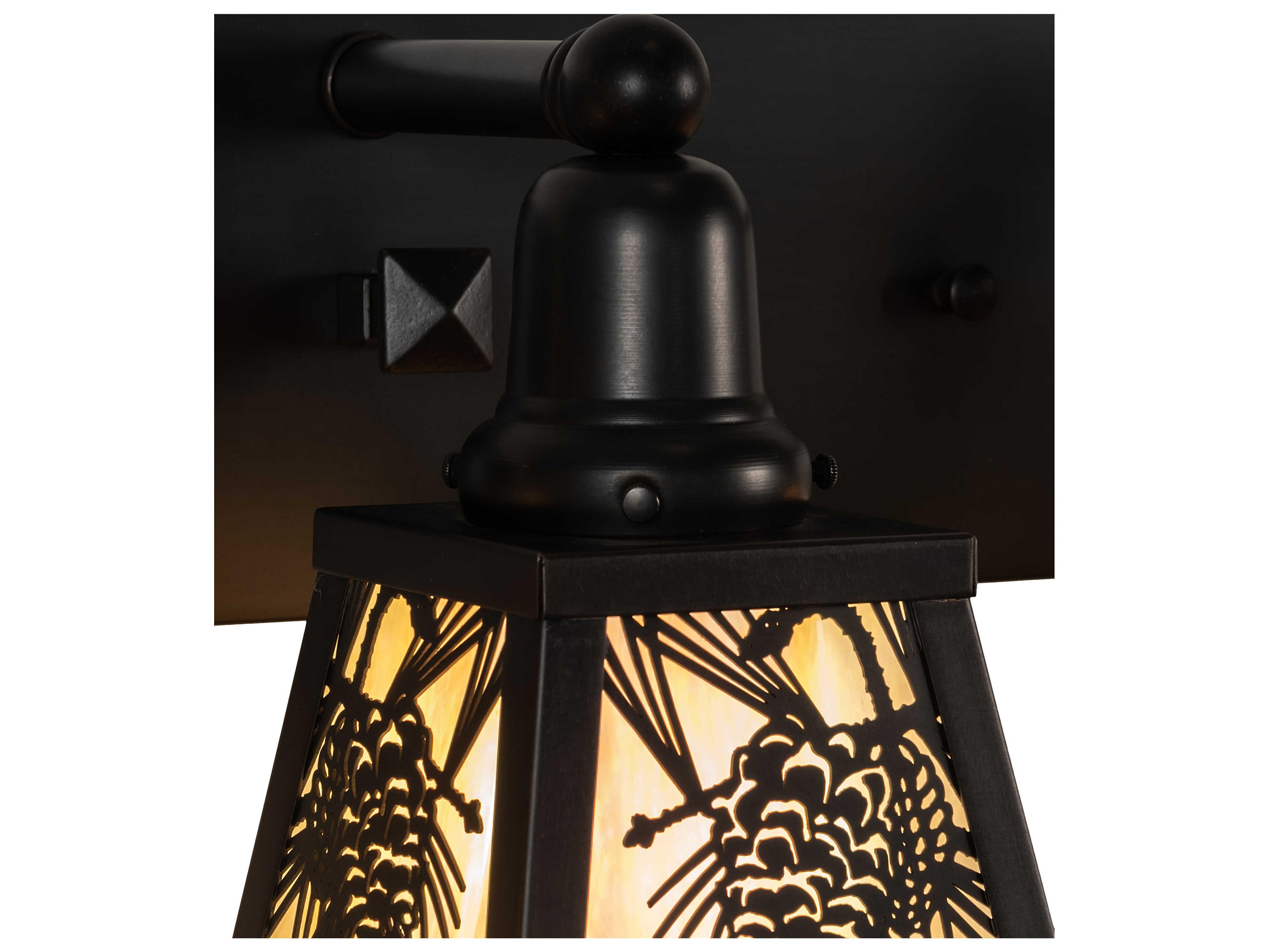 Meyda Winter Pine 3-Light Craftsman Brown Oil Rubbed Bronze Glass Vanity Light