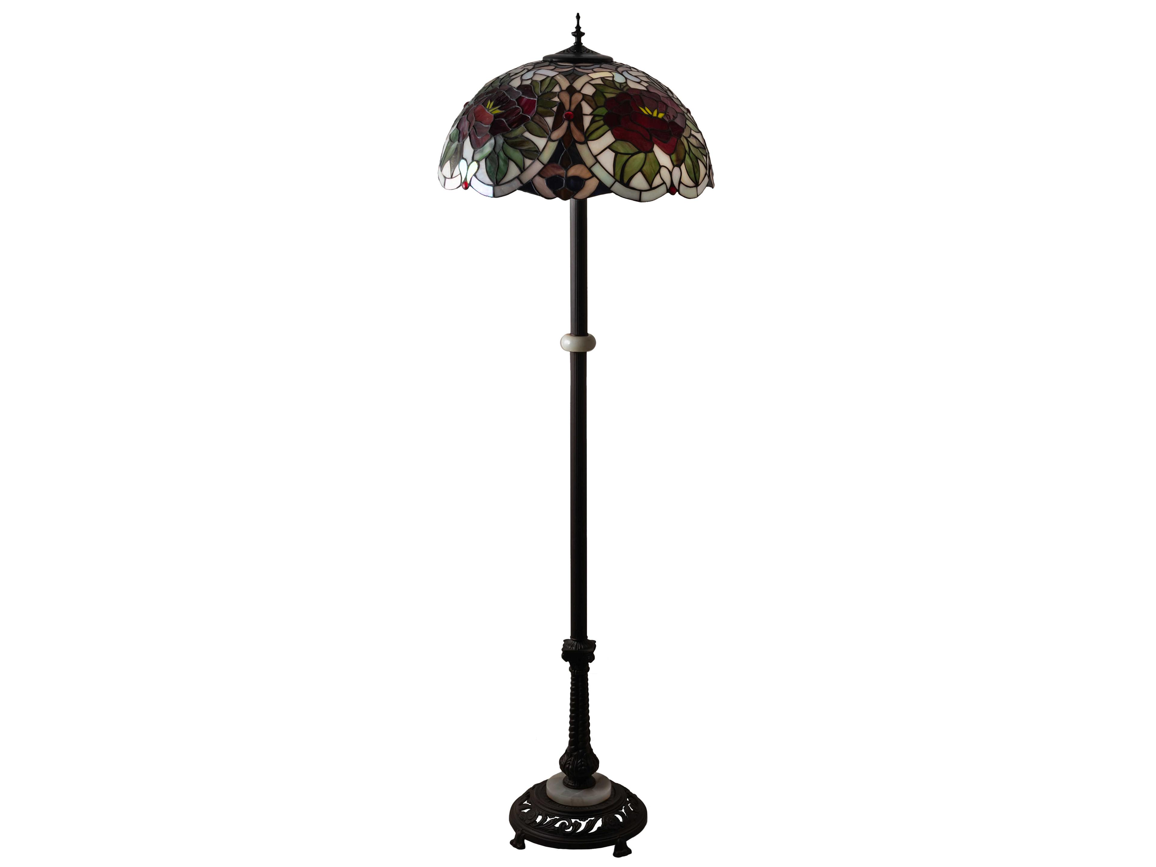 Meyda Renaissance Rose Glass Tiffany Mahogany Bronze Floor Lamp