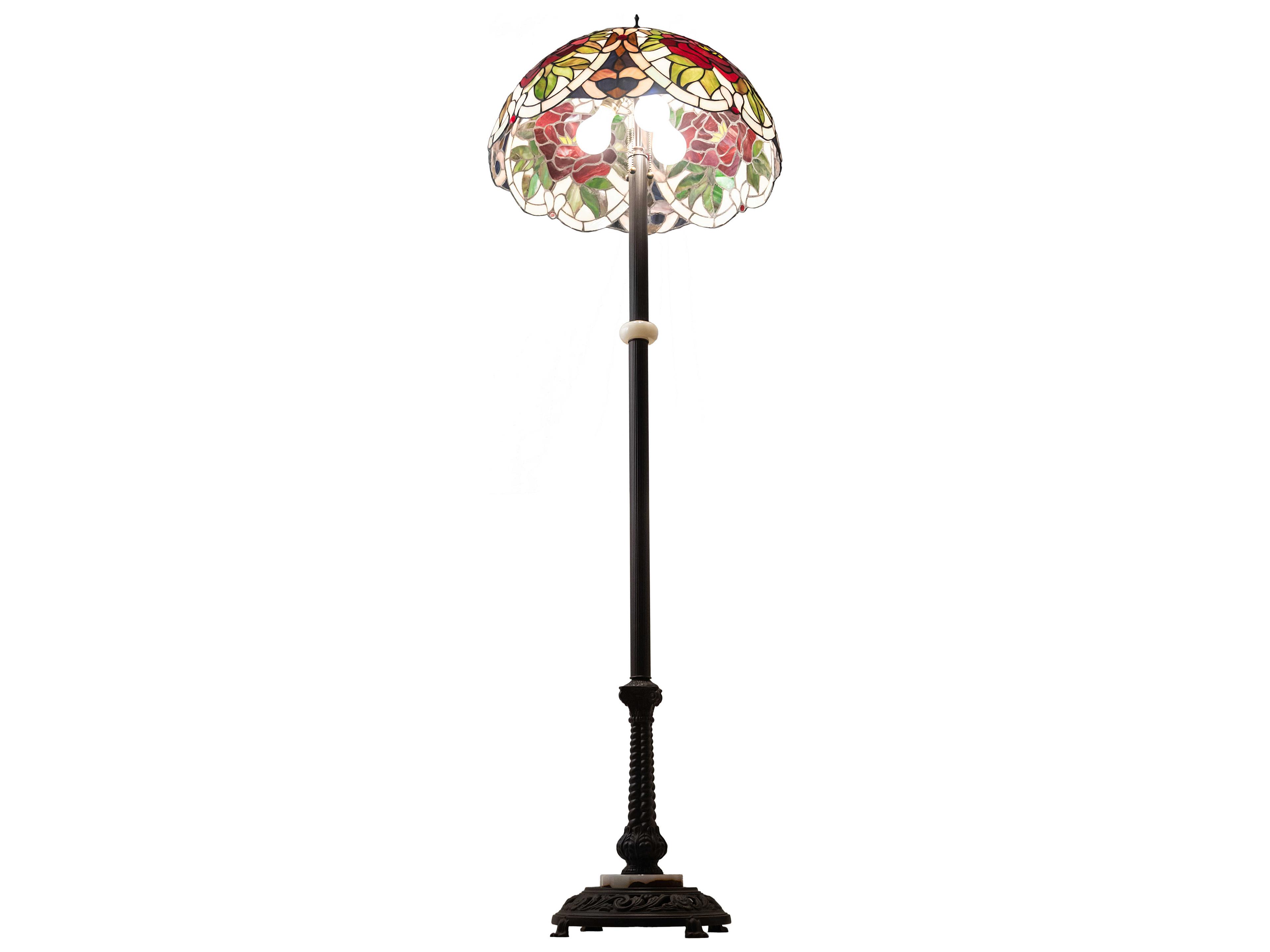 Meyda Renaissance Rose Glass Tiffany Mahogany Bronze Floor Lamp