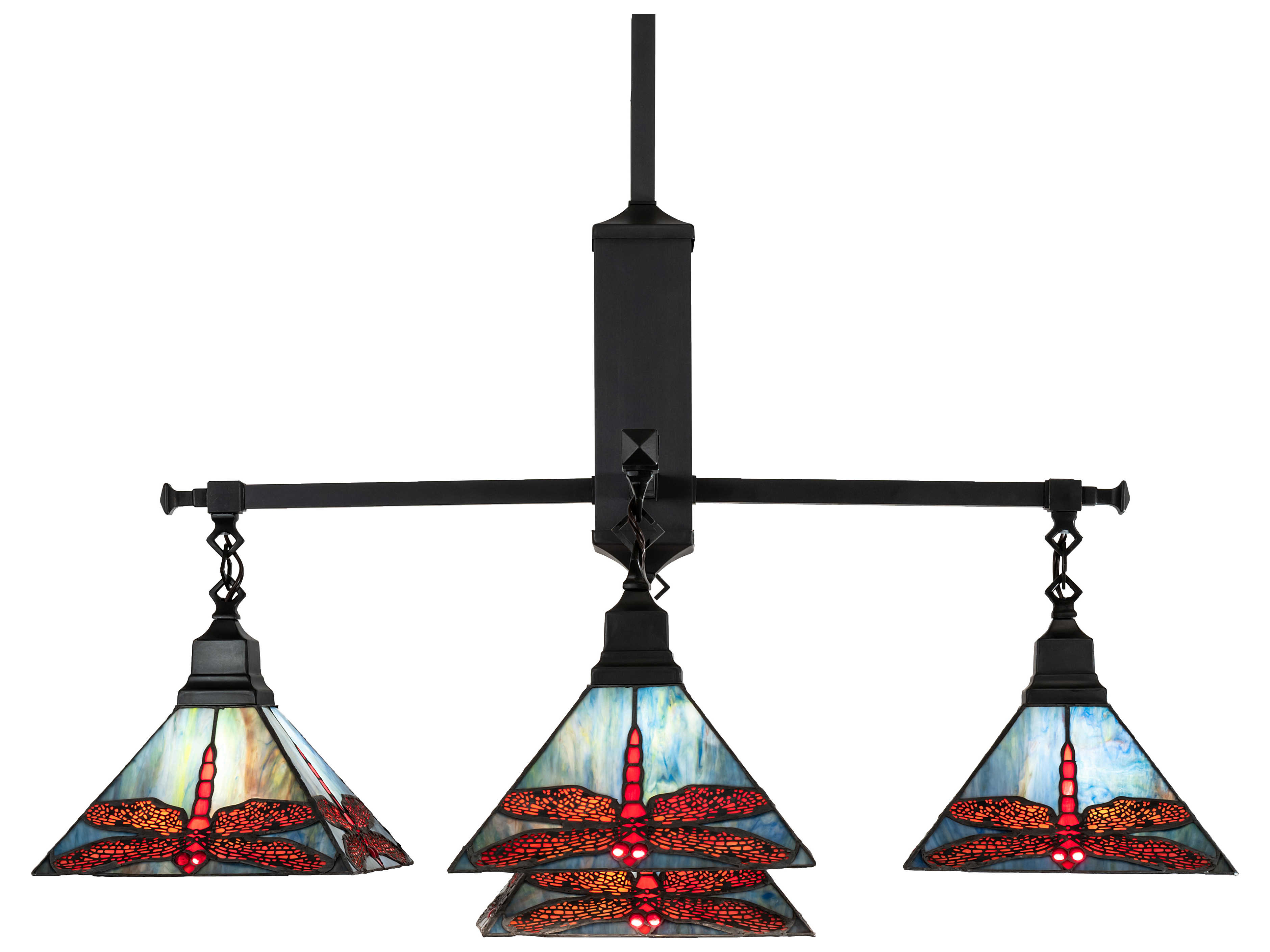 Meyda Prairie Dragonfly 5 - Light Glass Tiffany Outdoor Hanging Light