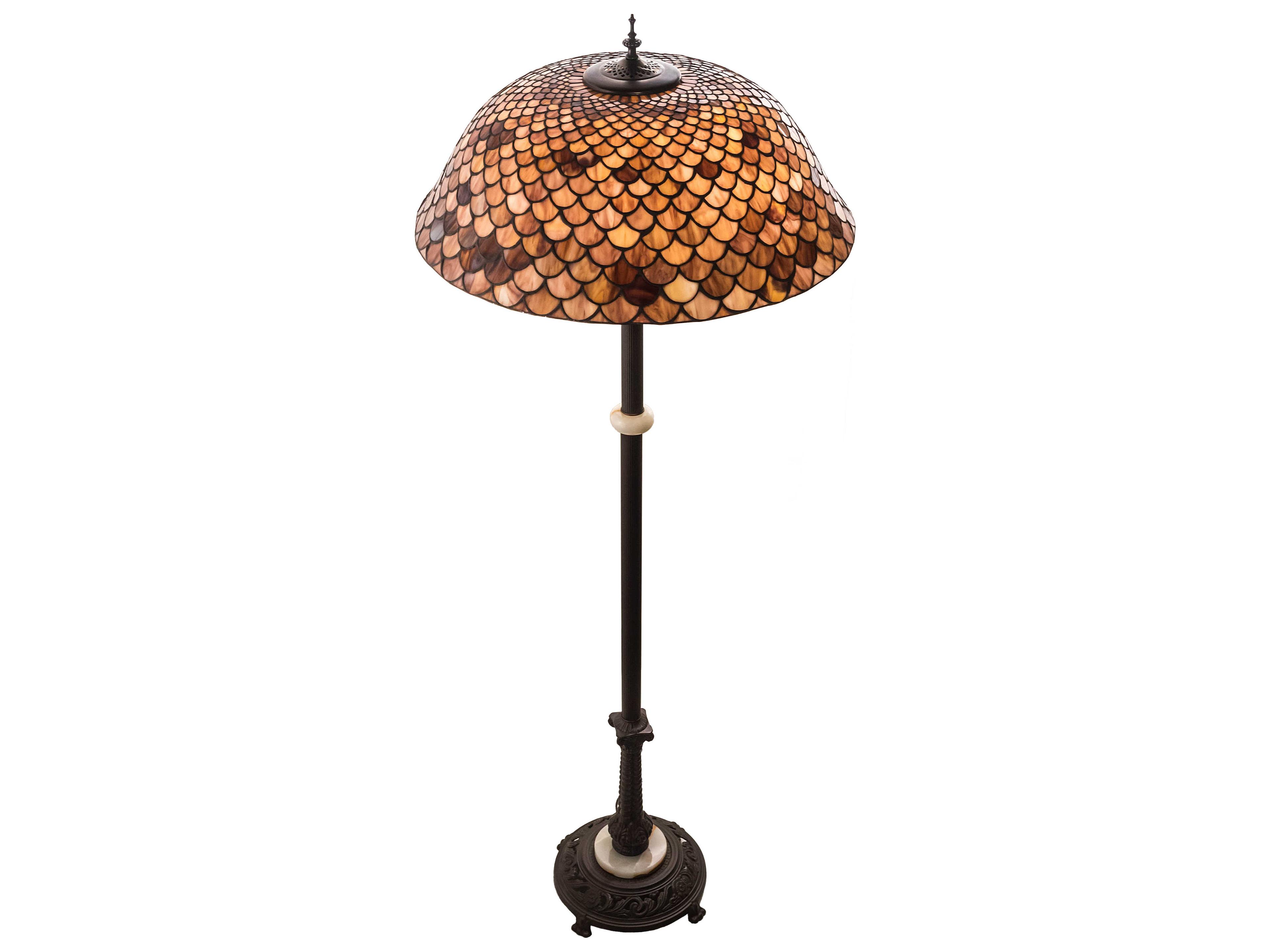 Meyda Fishscale Glass Tiffany Mahogany Bronze Floor Lamp