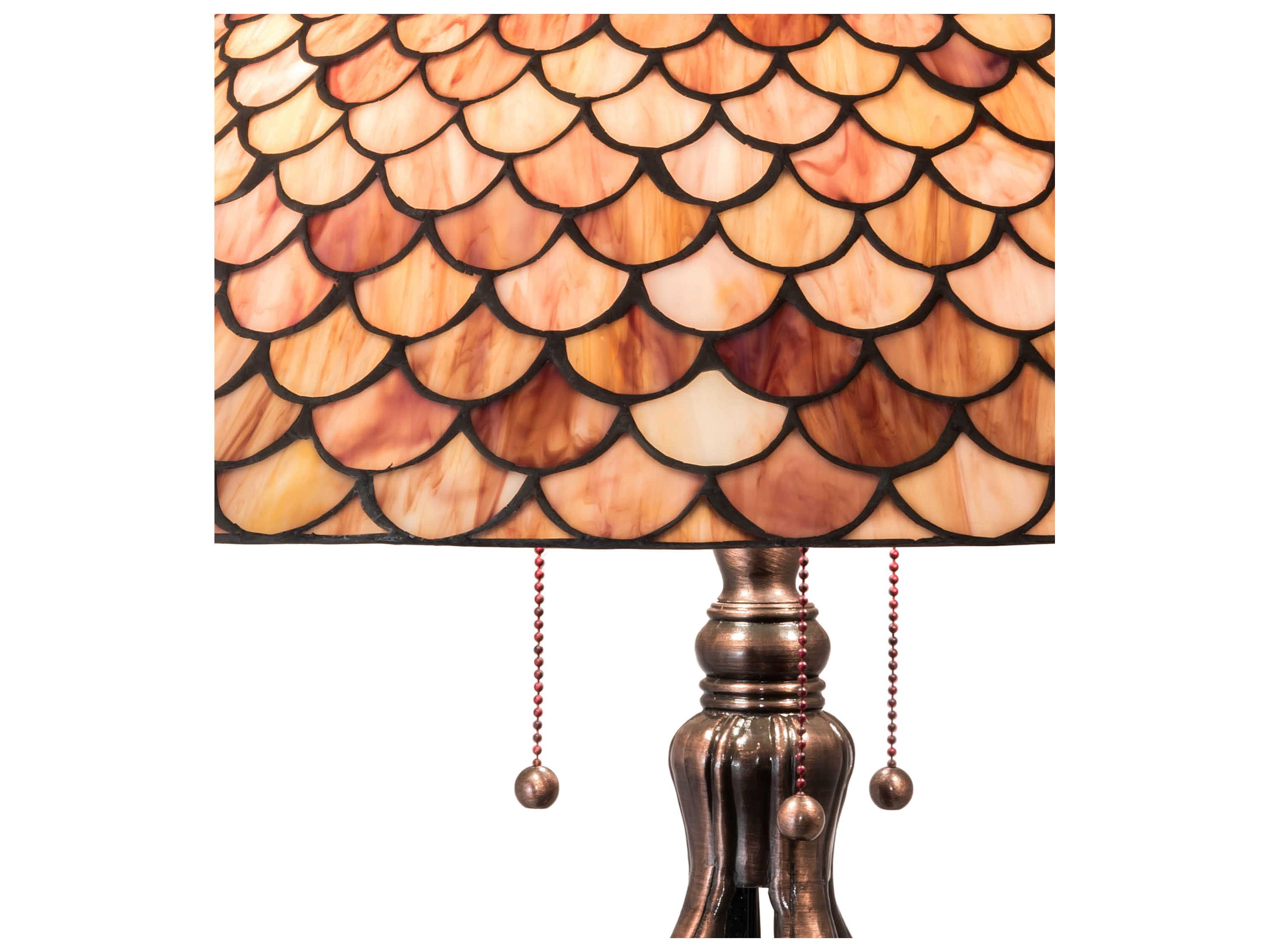 Meyda Fishscale Glass Tiffany Mahogany Bronze Buffet Lamp