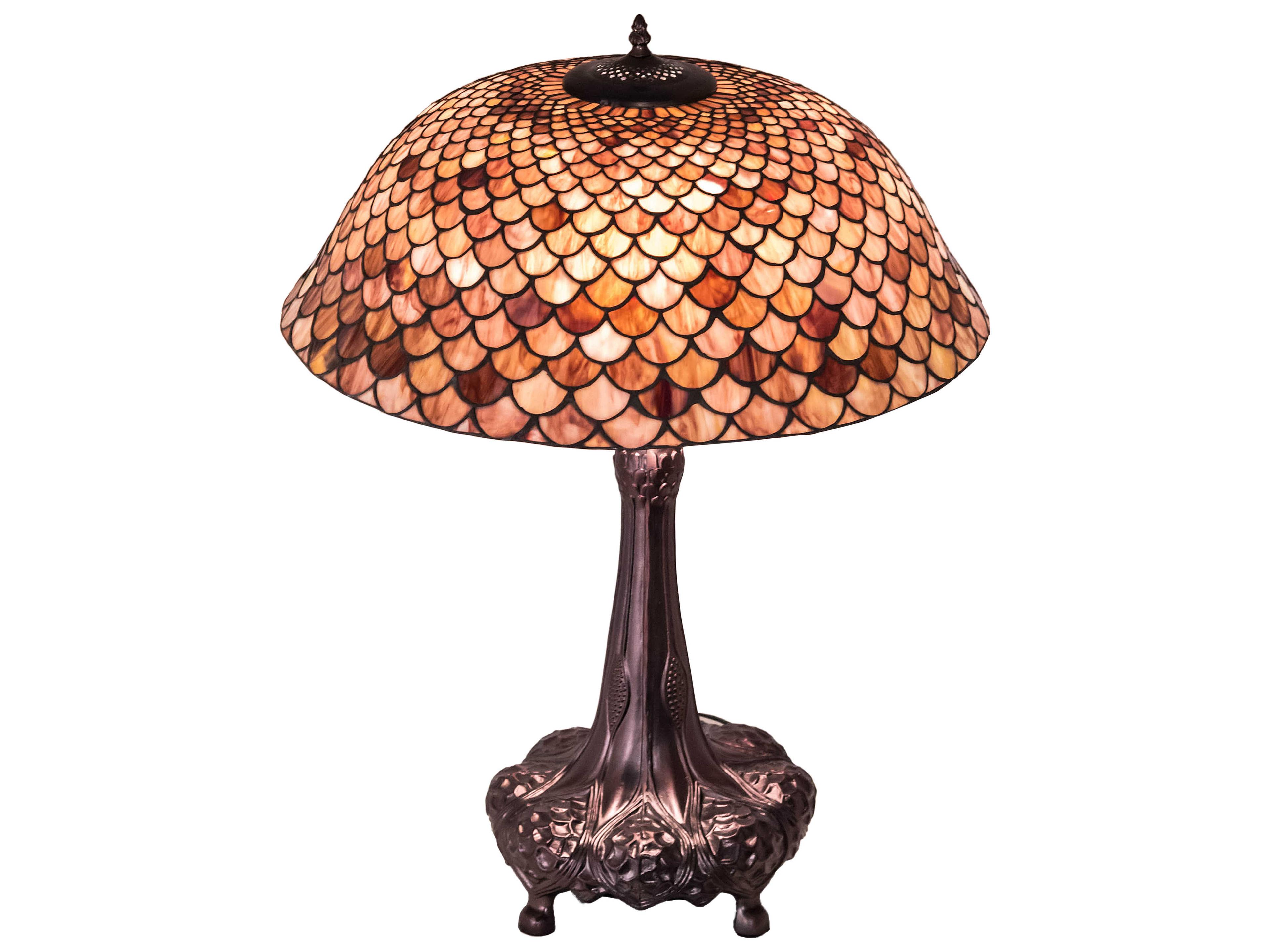 Meyda Fishscale Glass Tiffany Mahogany Bronze Buffet Lamp