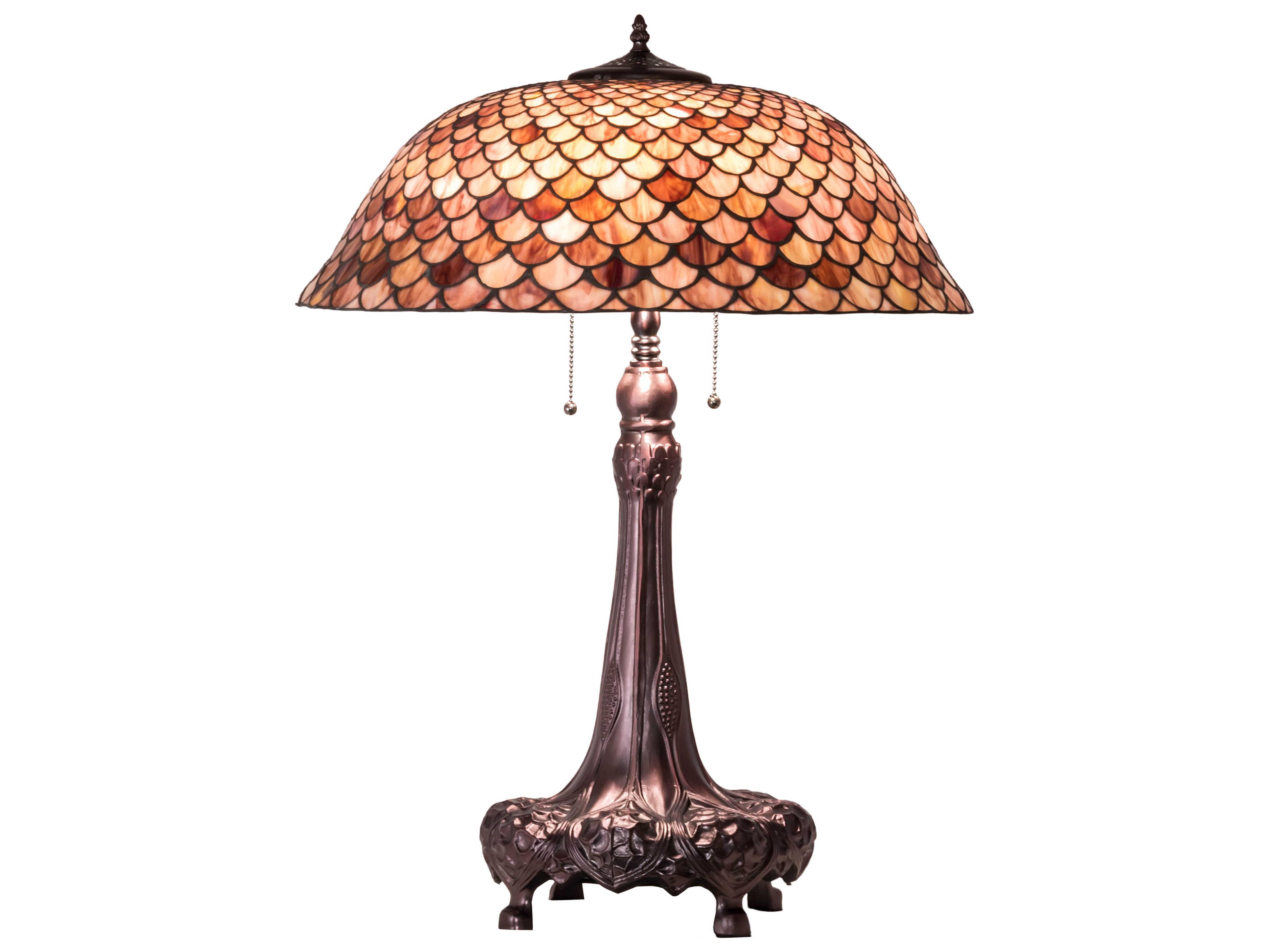 Meyda Fishscale Glass Tiffany Mahogany Bronze Buffet Lamp