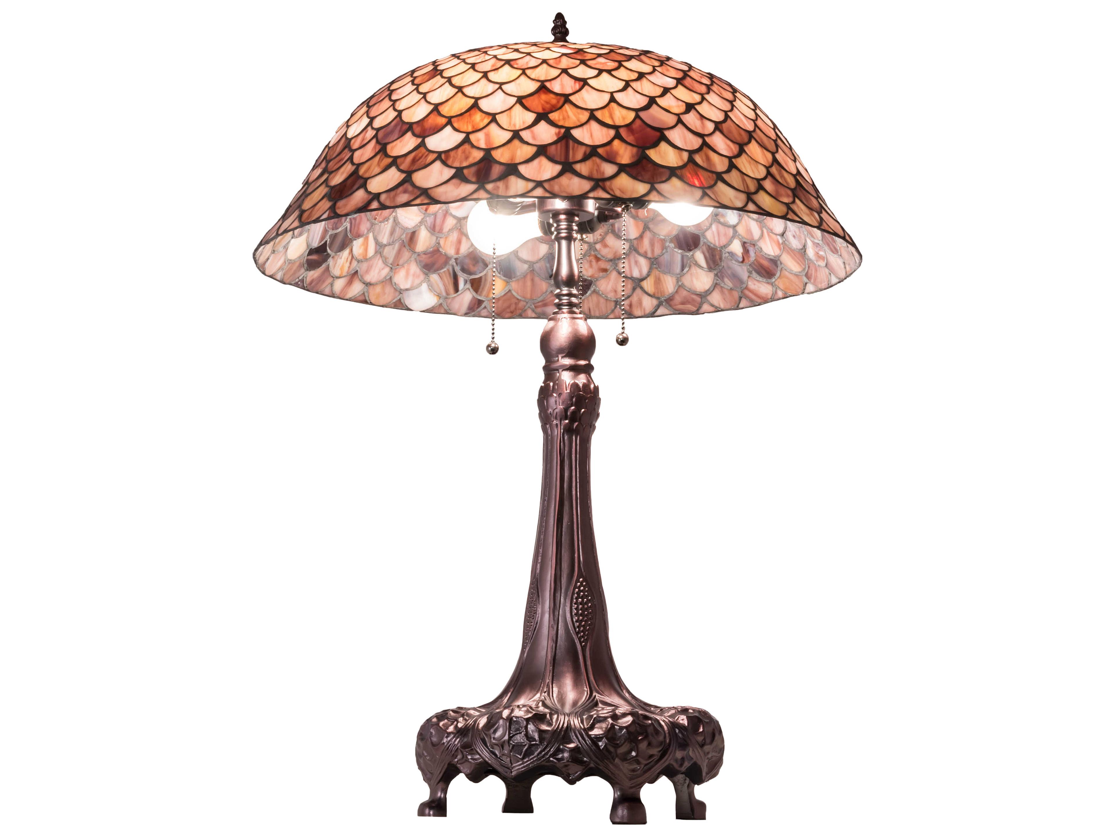 Meyda Fishscale Glass Tiffany Mahogany Bronze Buffet Lamp