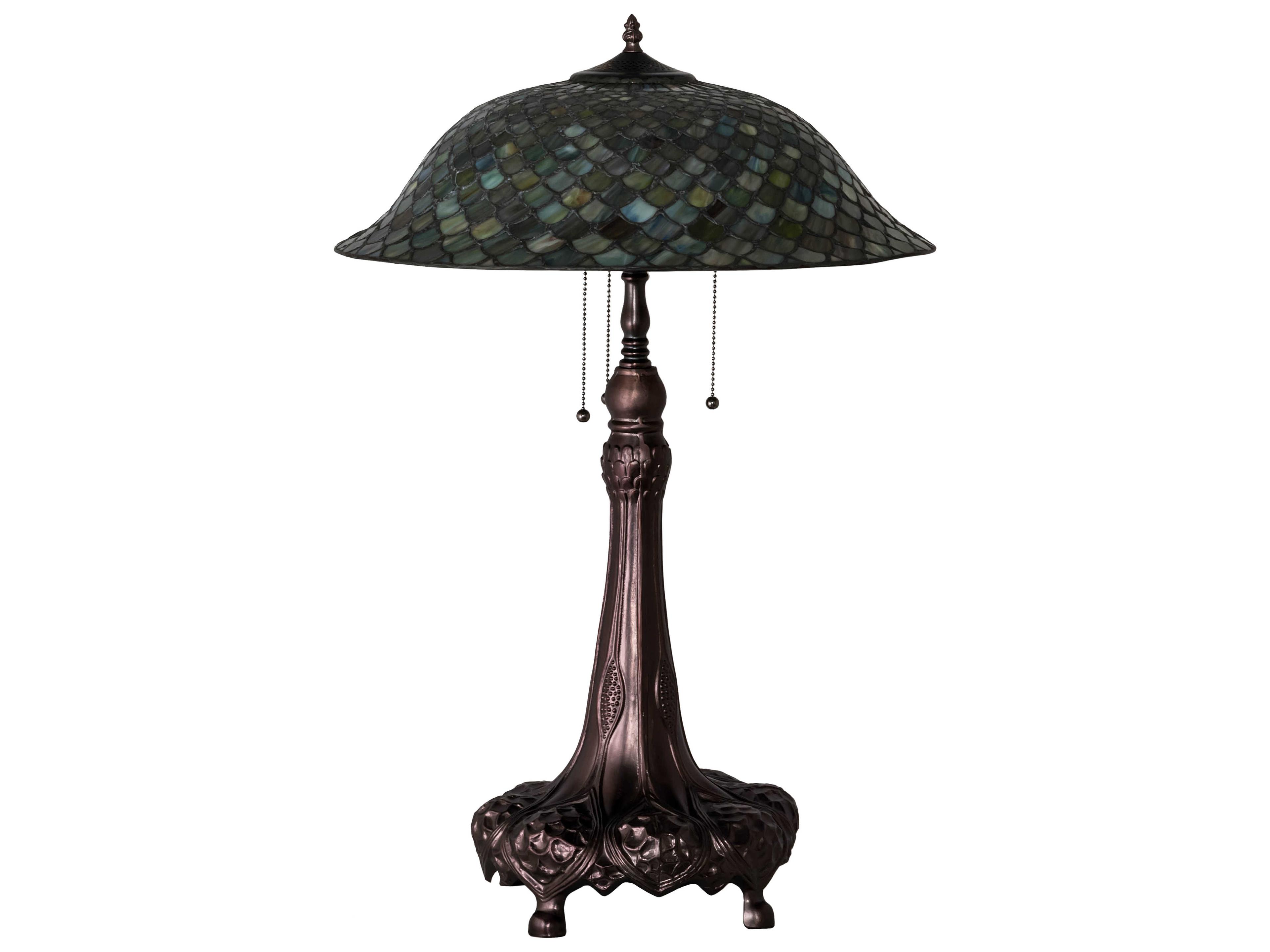 Meyda Tiffany Fishscale Glass Mahogany Bronze Buffet Lamp