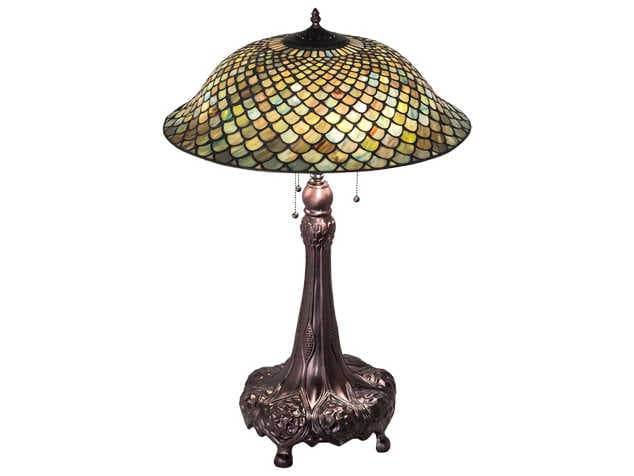 Meyda Tiffany Fishscale Glass Mahogany Bronze Buffet Lamp